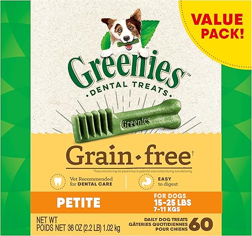 GREENIES Dulces dentales naturales sin granos para perros pequeños perros de 15 a 25 libras