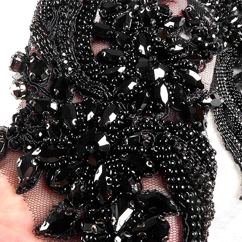 Miniatura 93 de Parches de diamantes de imitación hechos a mano, apliques de cuentas para decoración de vestidos de novia, apliques de flores de oro