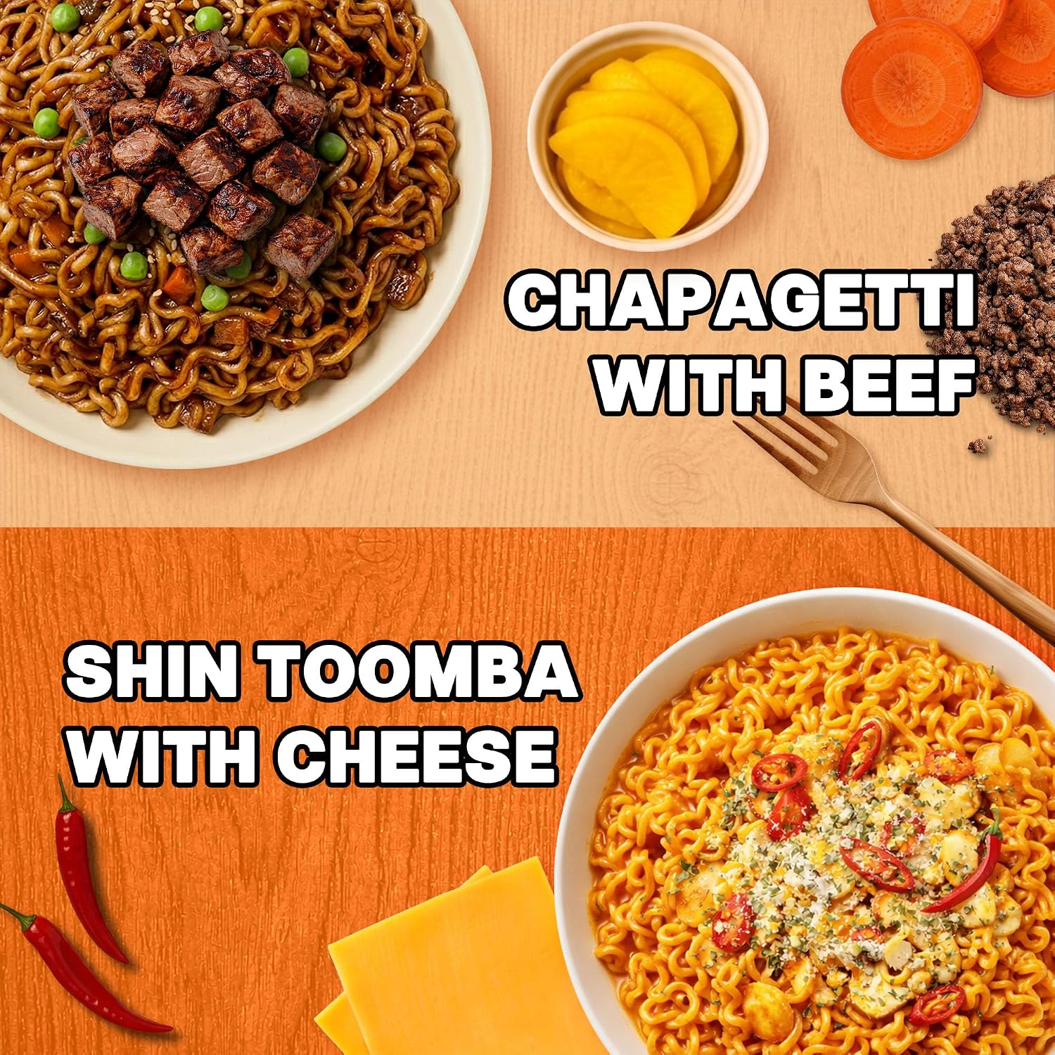  Shin Ramyun Toomba & Chapagetti, Korean Stir-Fry Ramen, 8 Pack thumbnail