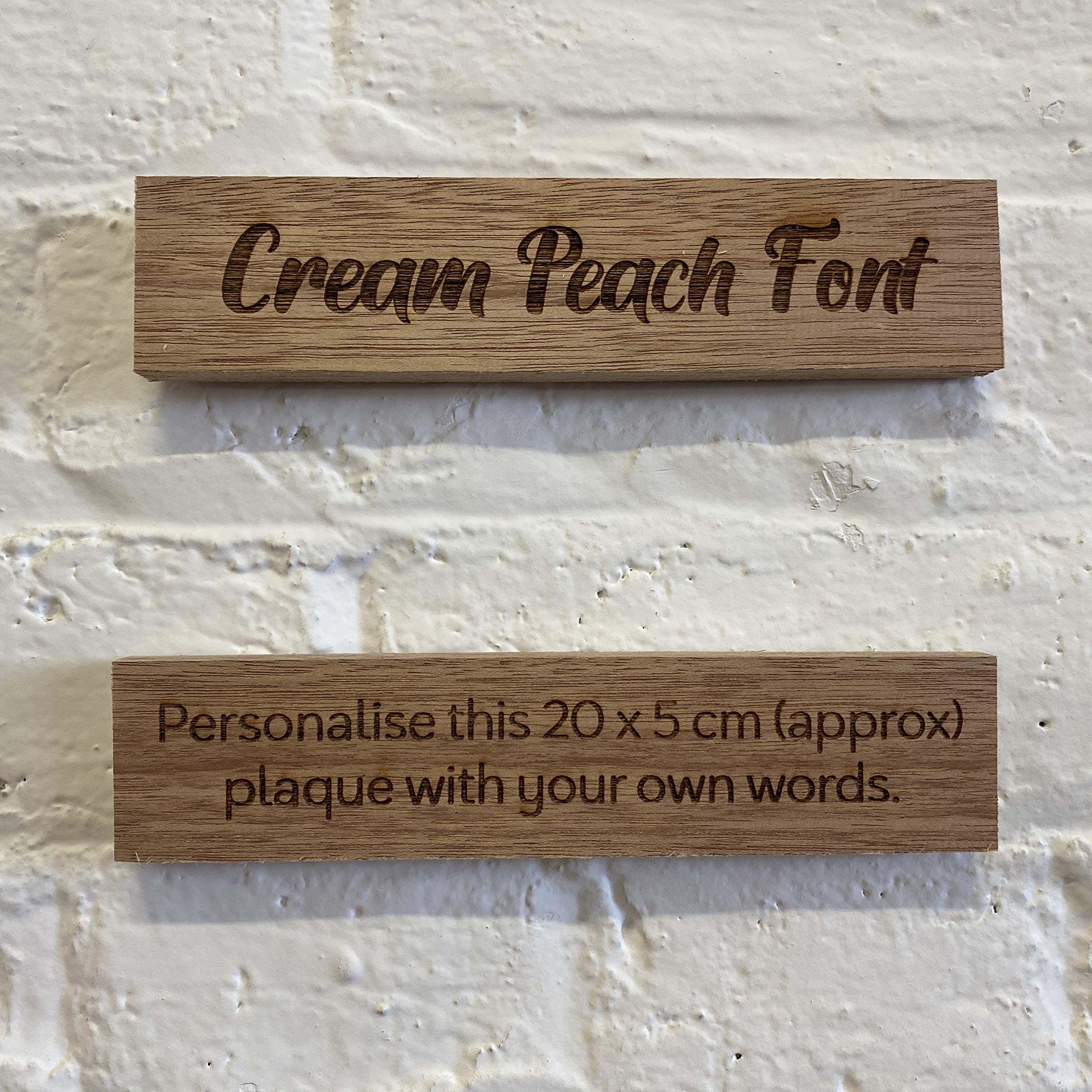 Cutncraft Designs Personalised wooden plaque/sign bespoke childs bedroom door/custom text - Cream Peach Font (20x5 cm / 8x2 inch)