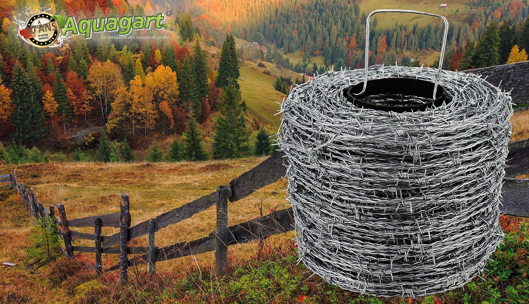 250 m fil de fer barbelé galvanisé, 1,6/1,7 mm pour clôture de protection contre la faune sauvage, clôture forestière, grillage noué