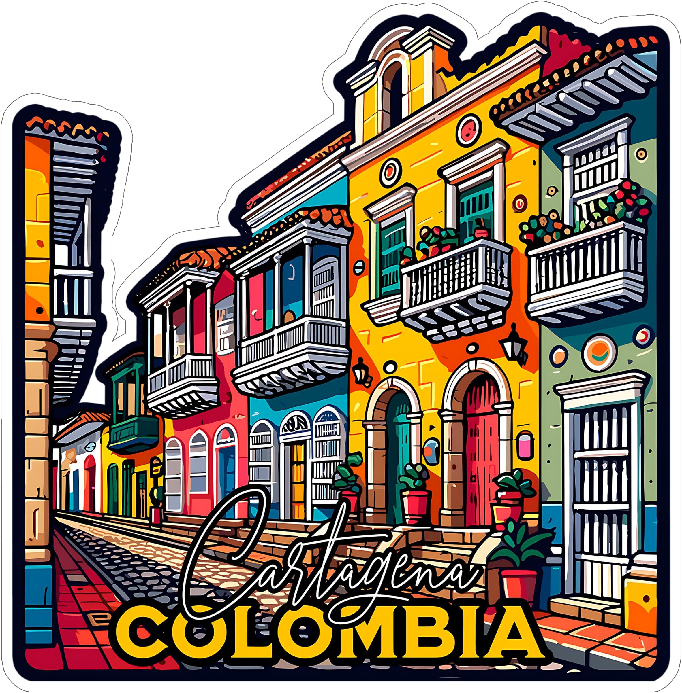 Cartagena Colombia Sticker 4 Inch City Travel Souvenir Destination - Waterproof Vinyl Decal for Laptop Water Bottle Car Tumbler - Durable Aesthetic Long-Lasting Stickers for Adults ID44990