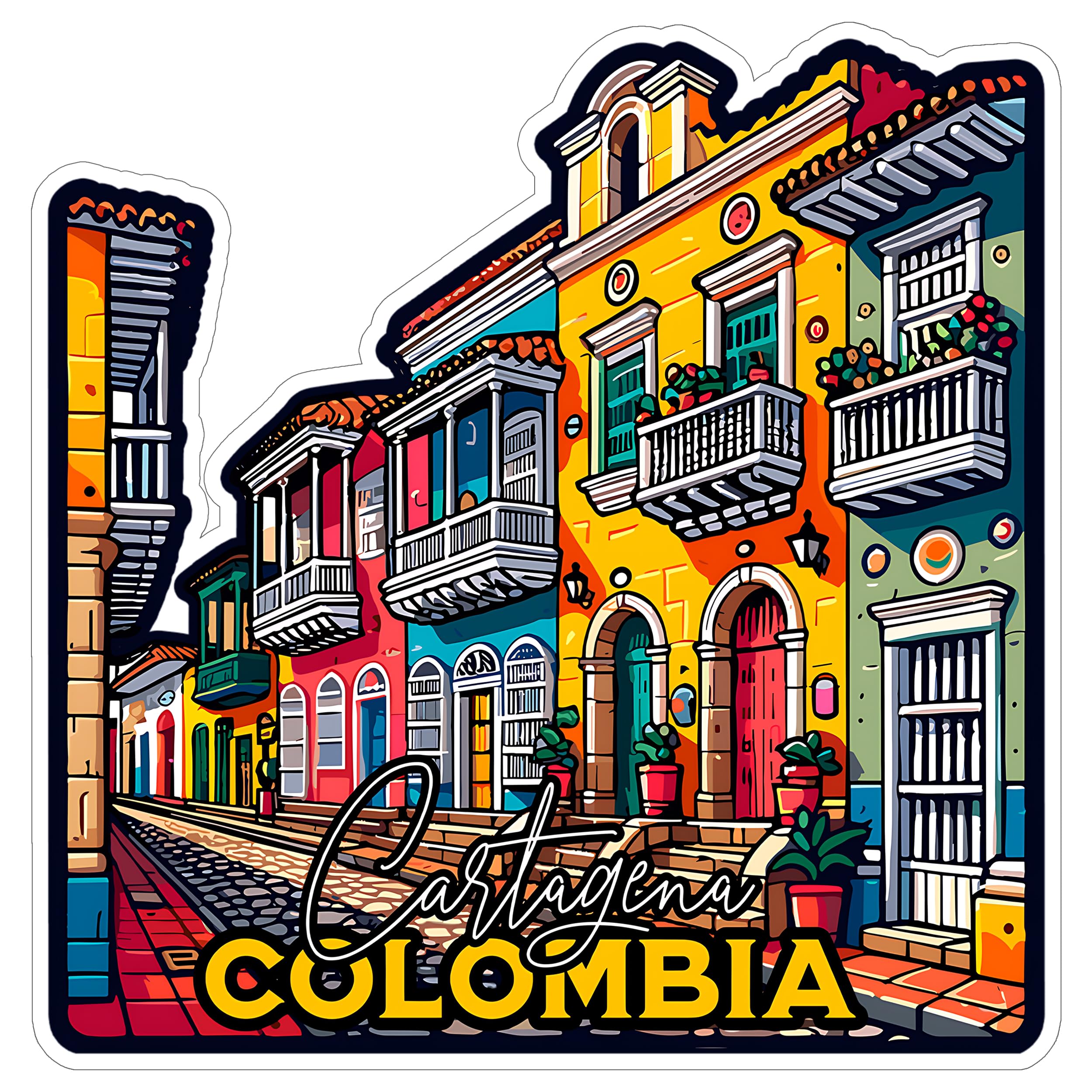 Cartagena Colombia Sticker 4 Inch City Travel Souvenir Destination - Waterproof Vinyl Decal for Laptop Water Bottle Car Tumbler - Durable Aesthetic Long-Lasting Stickers for Adults ID44990