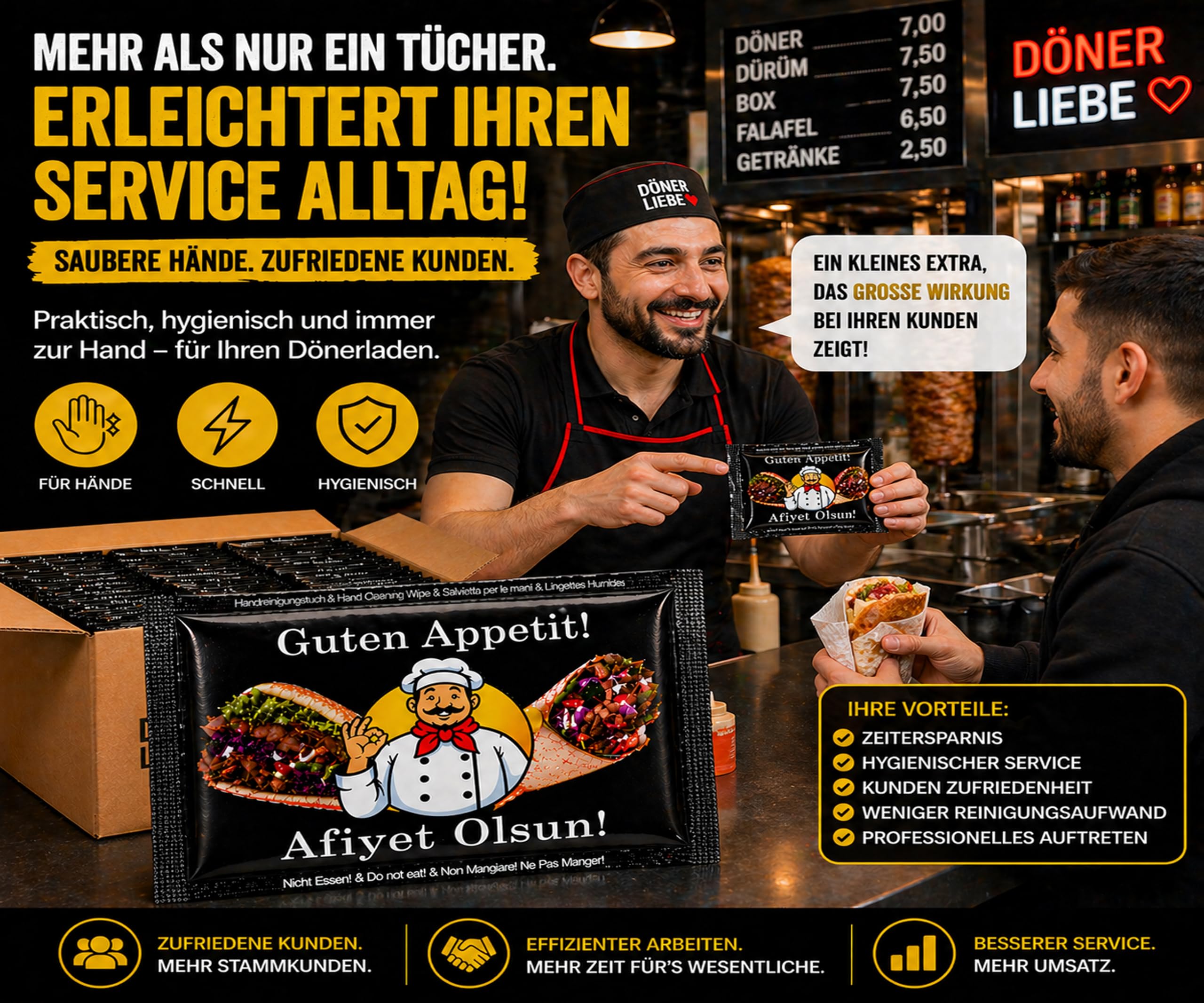 500 Stk Erfrischungstücher | Gastro Feuchttücher | Afiyet Olsun