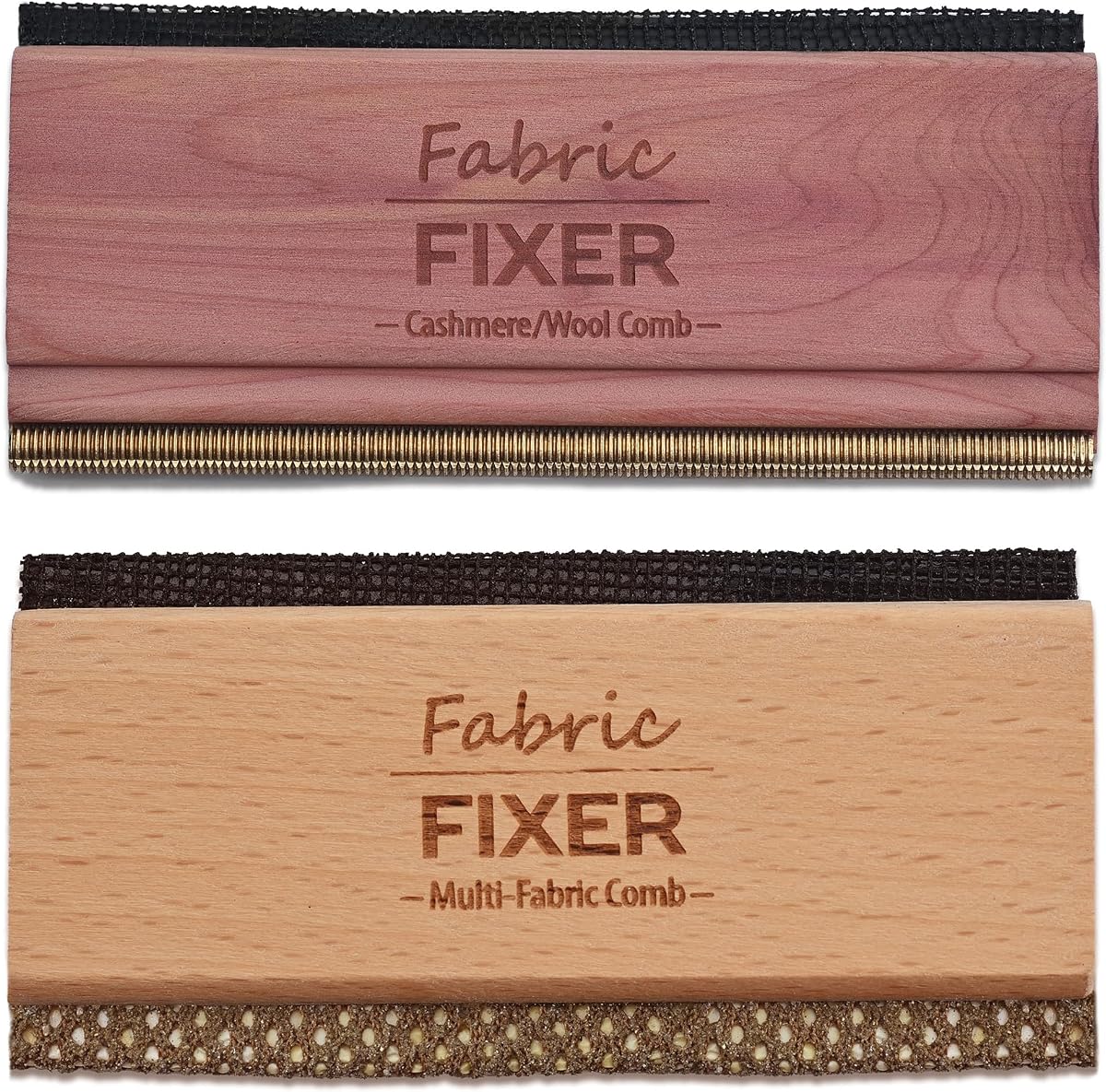 Combo de peine para suéteres de cachemira y telas múltiples (mango de madera de cedro, diseño de doble filo) Desfuzzer manual de telas Afeitadora de pelusas de lana Peine raspador para pastillas de ropa, muebles, sábanas y telas