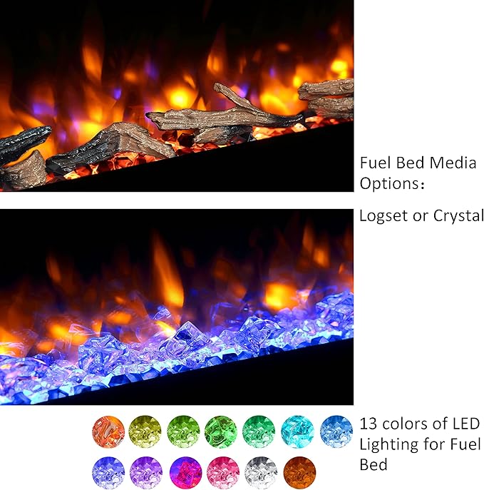 Chimenea Eléctrica Empotrable PuraFlame Alice 60 Pulgadas, Negro miniatura 5