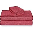 Tribeca Living 100% Cotton German Flannel Sheet Set - 200 GSM, Deep Pocket, Ultra Soft & Cozy, Queen, Light Pink