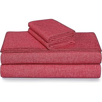 Tribeca Living 100% Cotton German Flannel Sheet Set - 200 GSM, Deep Pocket, Ultra Soft & Cozy, Queen, Light Pink