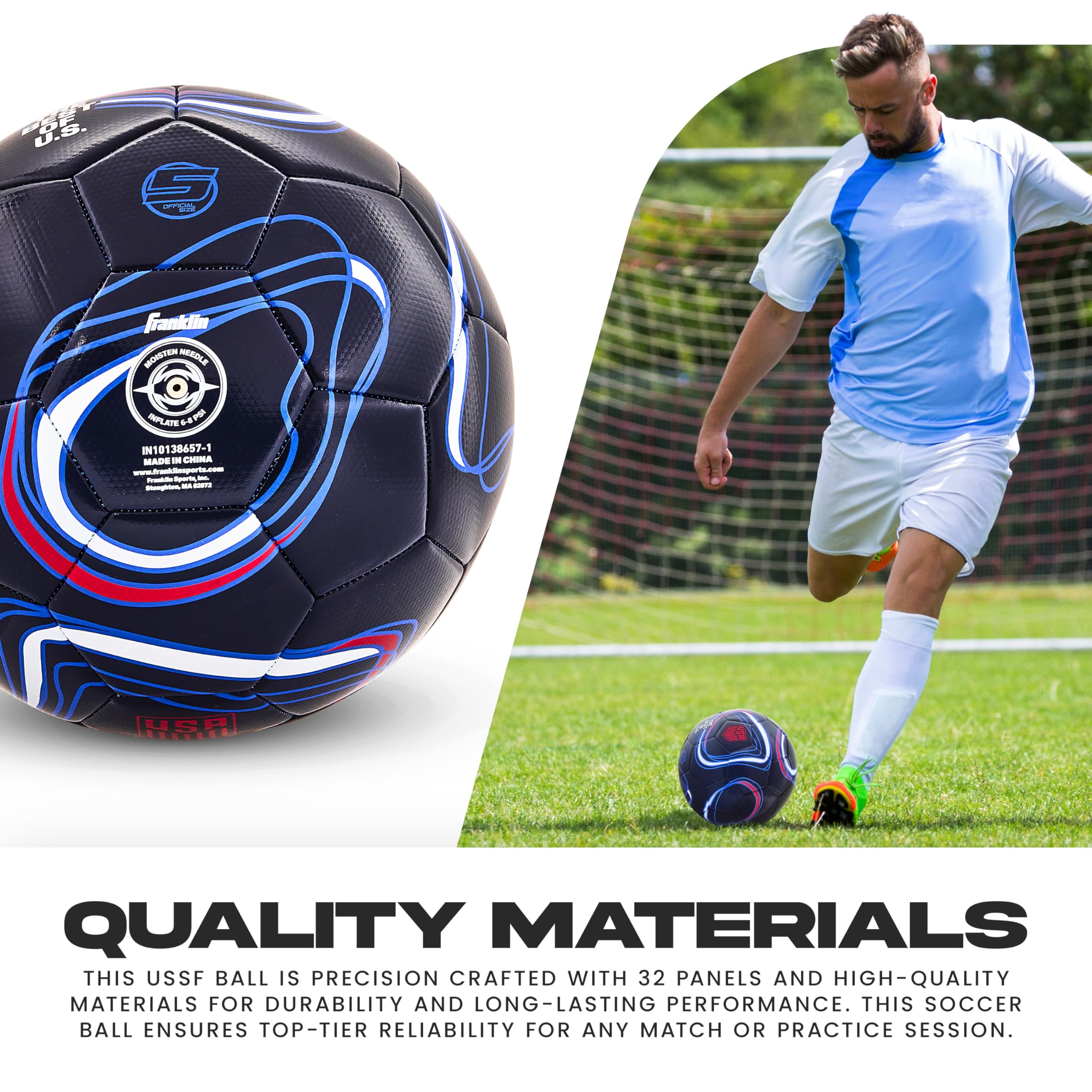 Franklin Sports Offizieller US Soccer Federation (USSF) Fußball + Pumpe - Regulatorischer Ball Größe 5 für Jugendliche + Erwachsene - Premium Bezug + Konstruktion - Perfekt für