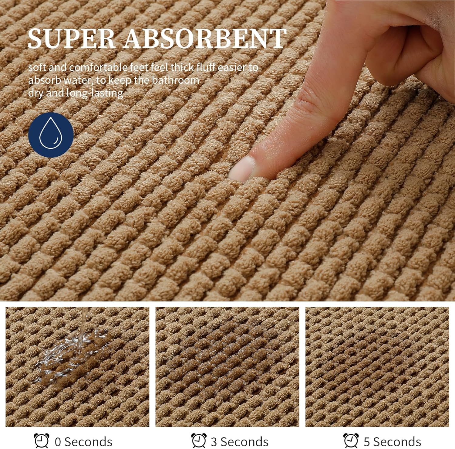 YIHOUSE Bathroom Rugs 24x47, Extra Thick Soft Absorbent Chenille Bath Rug Non-Slip Quick Dry, Machine Washable Bath Mats for Bathroom, Floor, Tub and Shower, Home Decor, Brown