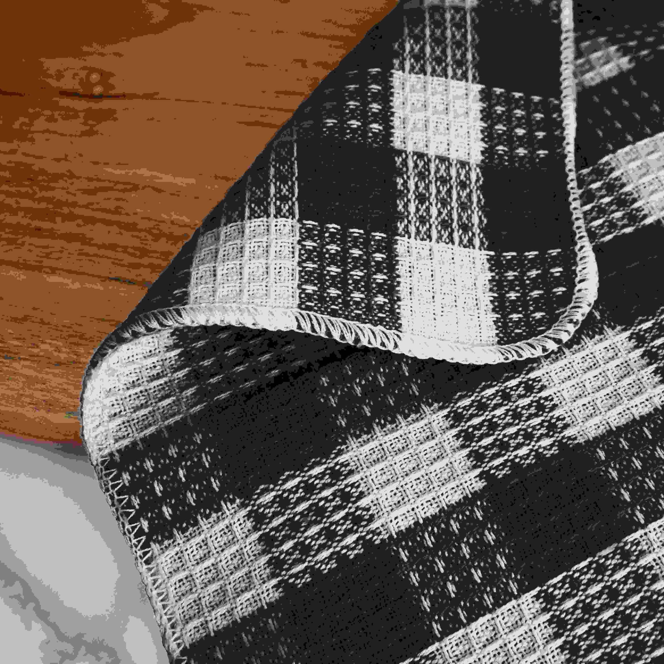 Blue Needles Waffle Weave Check Plaid Kitchen Towels - 6 Pack 100% Cotton Dish Towels, 15x25 Inch - View #8