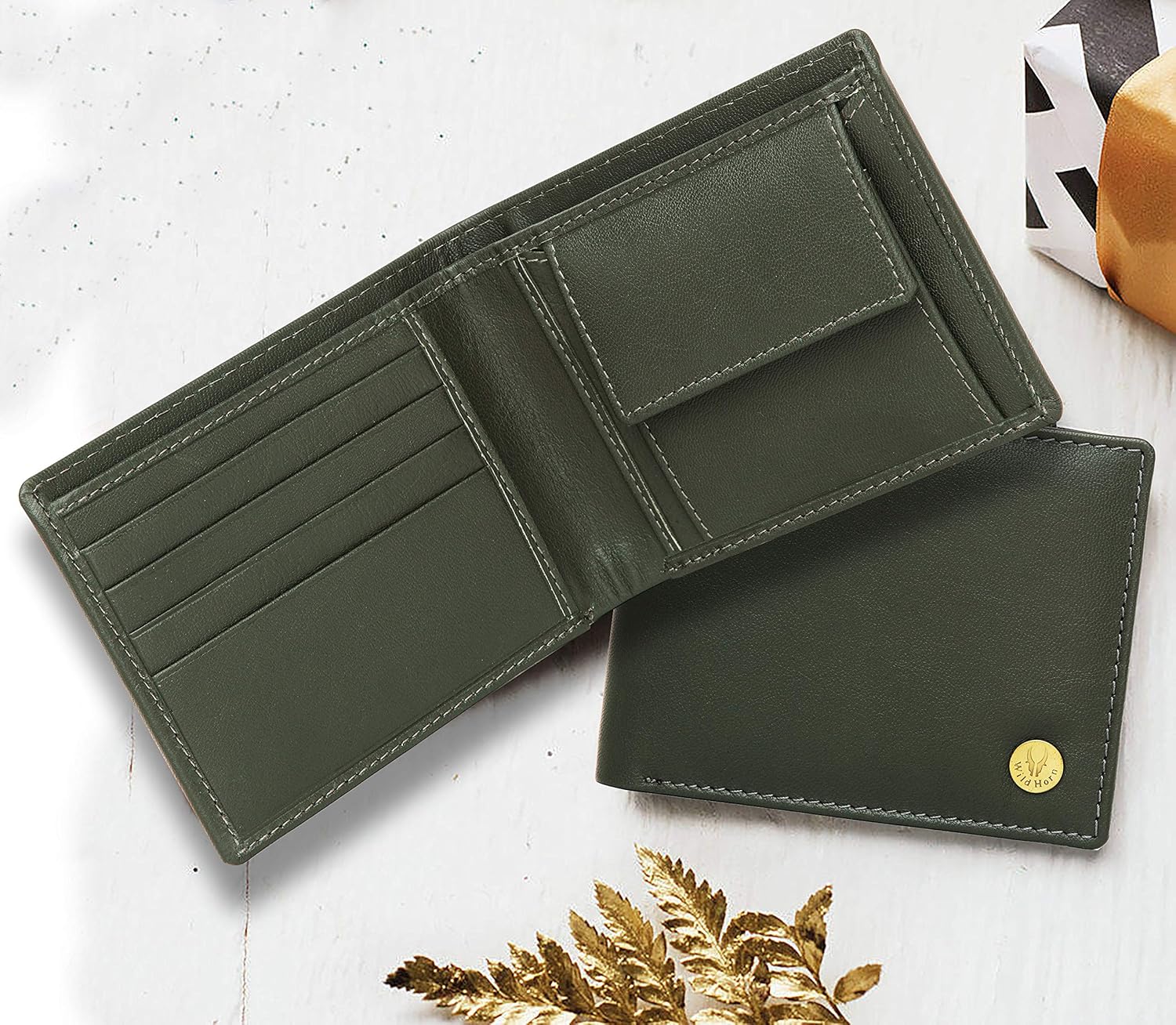 WildHorn Gift Hamper for Men I Leather Wallet & Belt Combo Gift Set I Gift for Friend, Boyfriend,Husband,Father, Son etc, GREEN, Classic