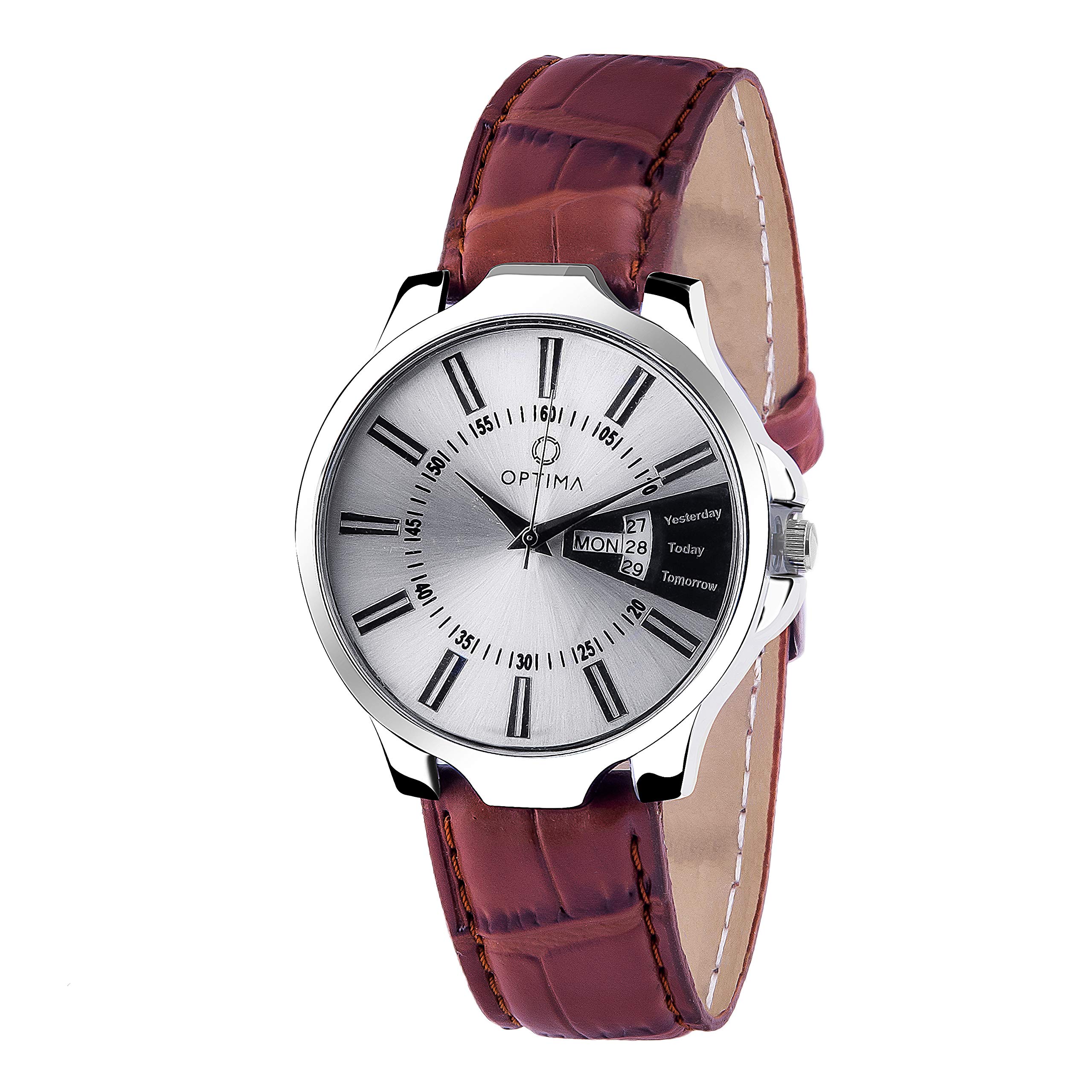 OPTIMA Watch Mens Fashion Water resistant Sports Slim Analogue Quartz Stainless Steel Leather Watches Mens Bracelet (Brown) (B0819W5SXD) Amazon Price History, Amazon Price Tracker
