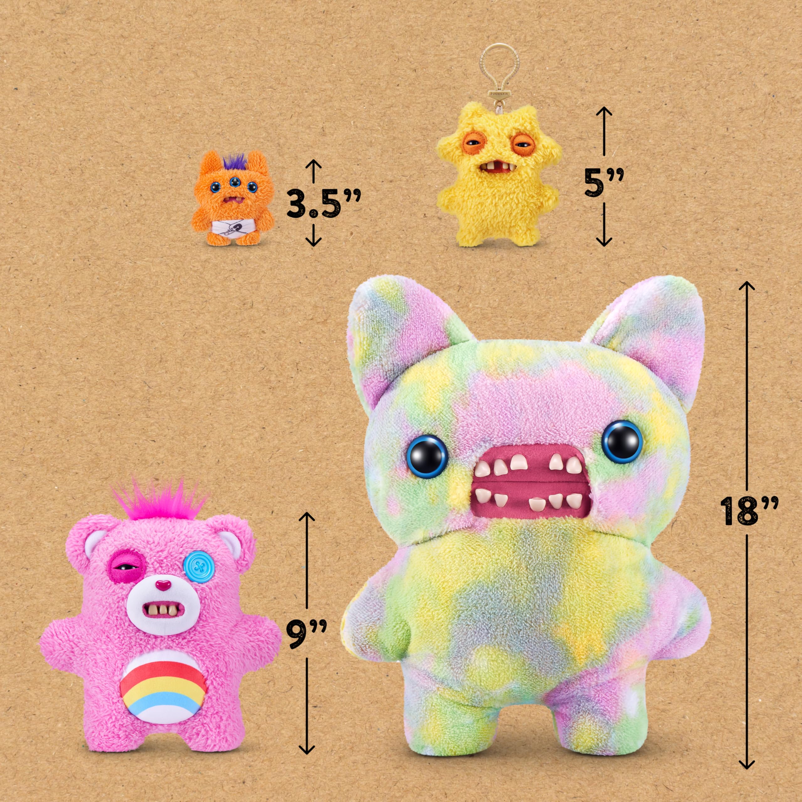 Fuggler Care Bears Peluche 9" (Cheer Bear) de ZURU – Monstruo Feo y Divertido con Dientes Humanos. Peluche Coleccionable para niños, Adolescentes, Adultos y Fans del Crossover. — view 6