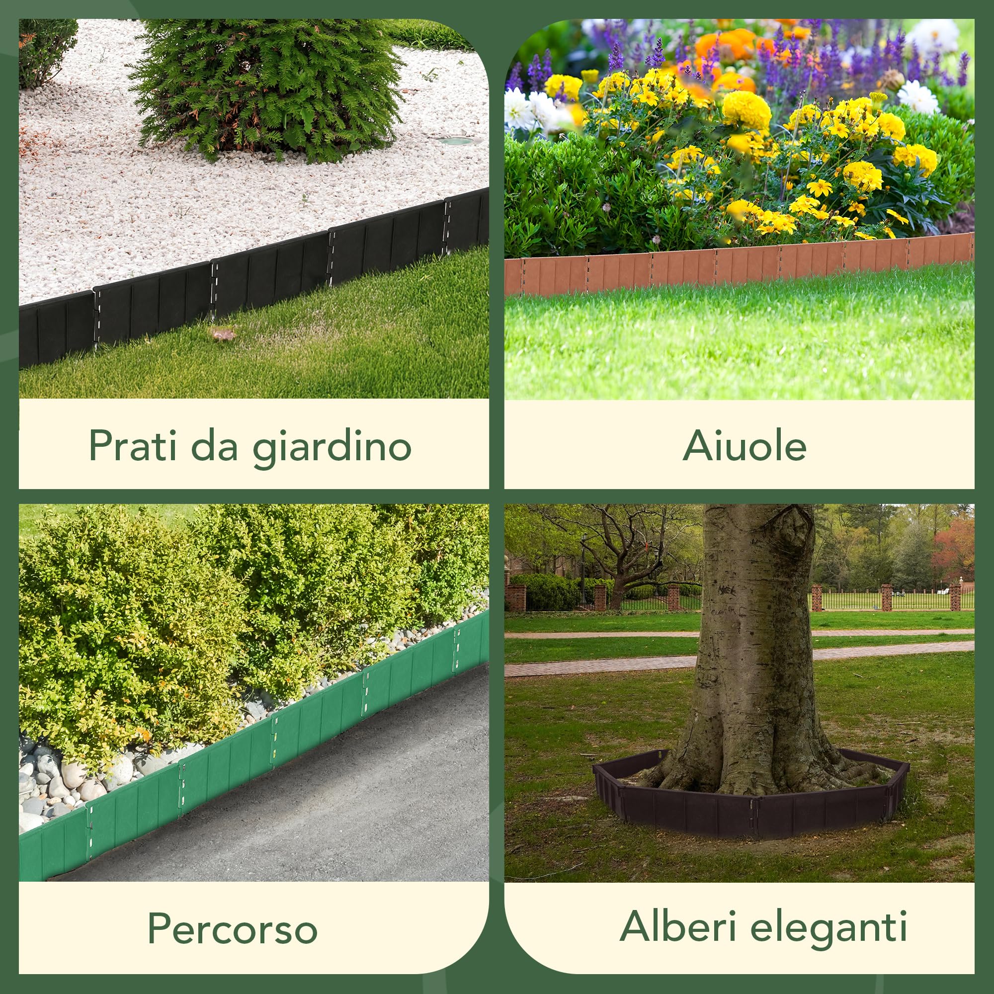 GARDENIX Bordo per prato, facile da installare, antracite, plastica, 5,15 m, bordatura per aiuole senza scavo, in plastica riciclata, flessibile e durevole, prodotto nell'Unione Europea