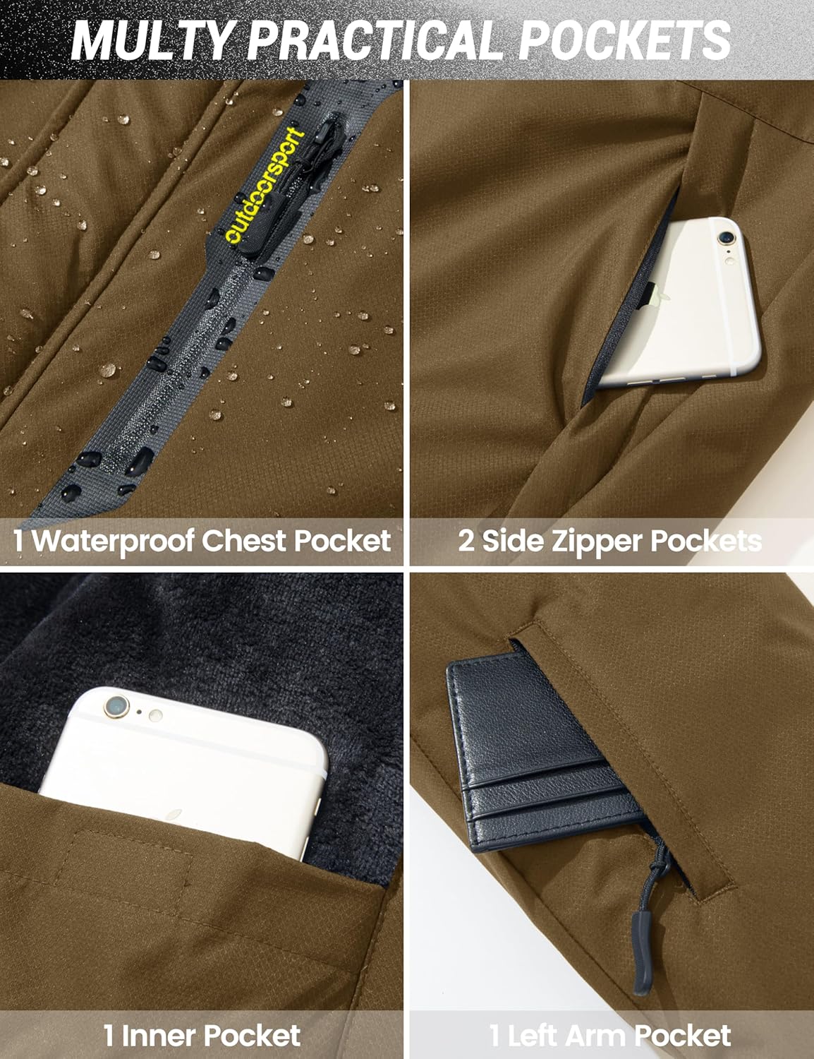 MAGCOMSEN Mens Winter Jacket Ski Snow Waterproof Jackets Warm Fleece Snowboard Coat Parka Raincoats with Multi-Pockets - Image 5