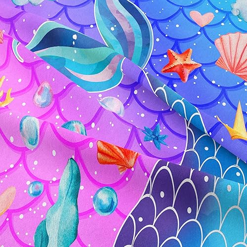 Miniatura 10 de NINENINE Juego de ropa de cama tamaño matrimonial de 5 piezas para niñas, juego de edredón de sirena para niñas de princesa con purpurina (1edredón,