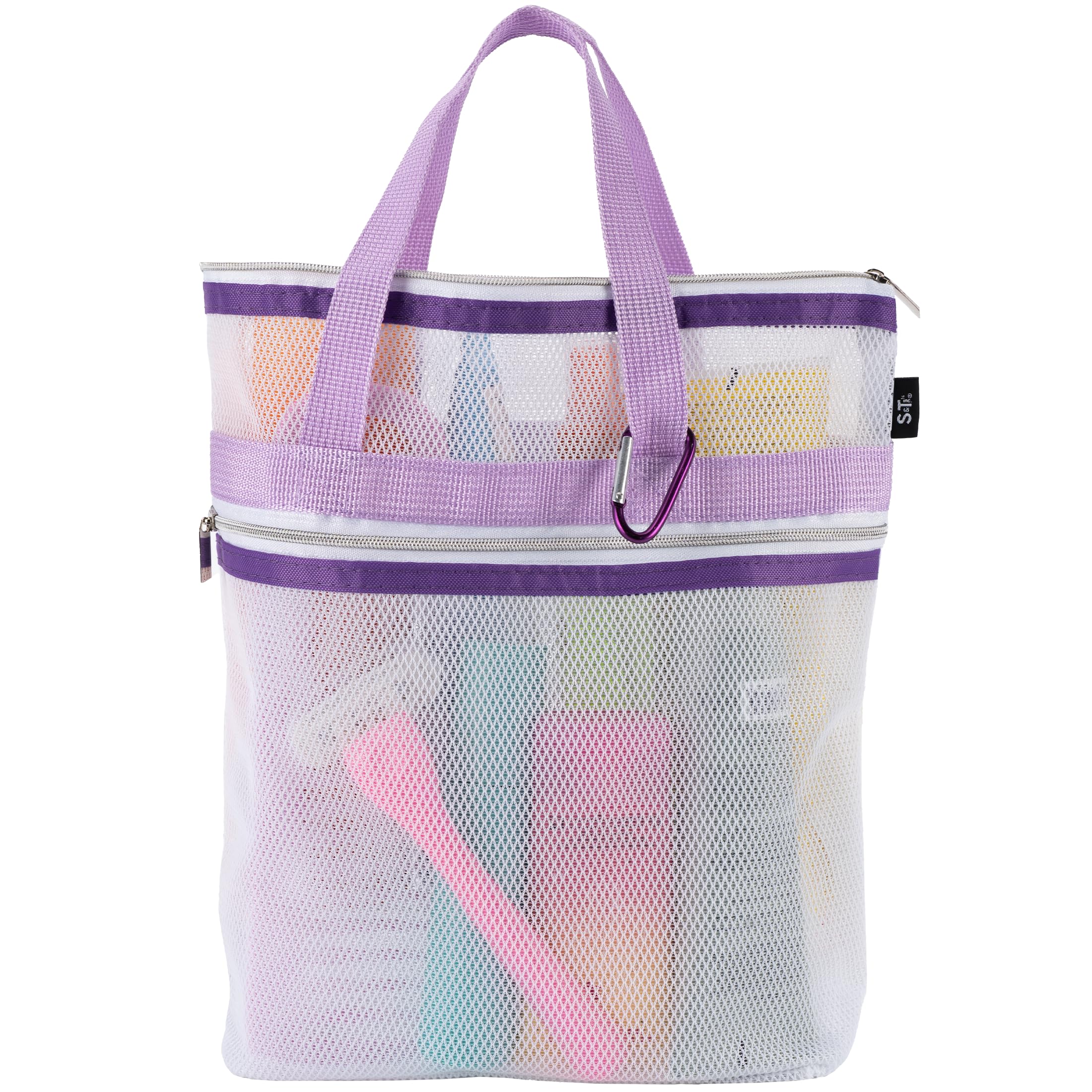 Panier de douche en maille S&T INC sac blanc et violet 25 cm