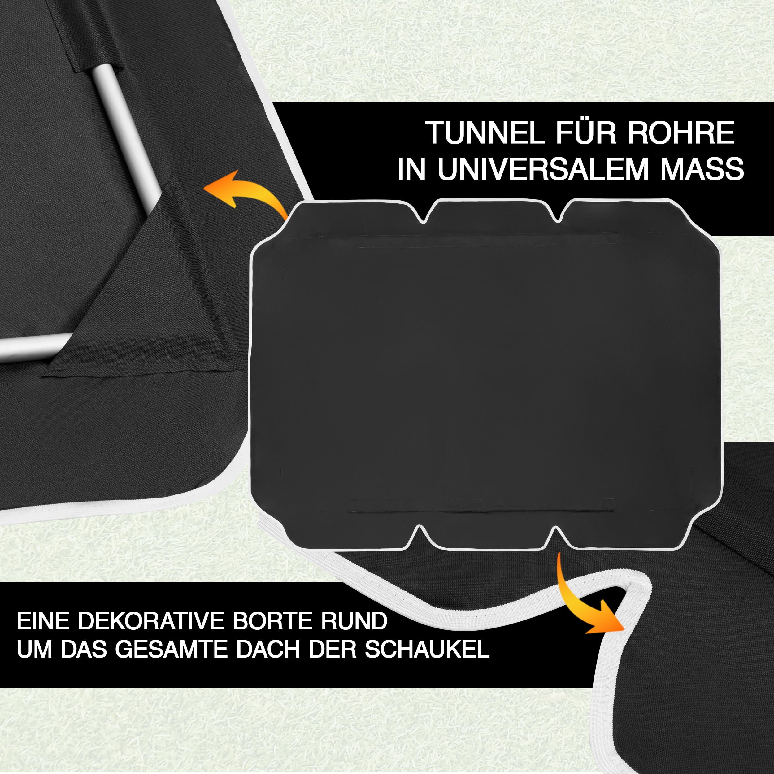 Hollywoodschaukel Dachbezug 200 x 120 - Strapazierfähig Dach für Hollywoodschaukel - Wetterbeständig Sonnendach für Gartenschaukel - Graues Dach für Hängebank Schaukel