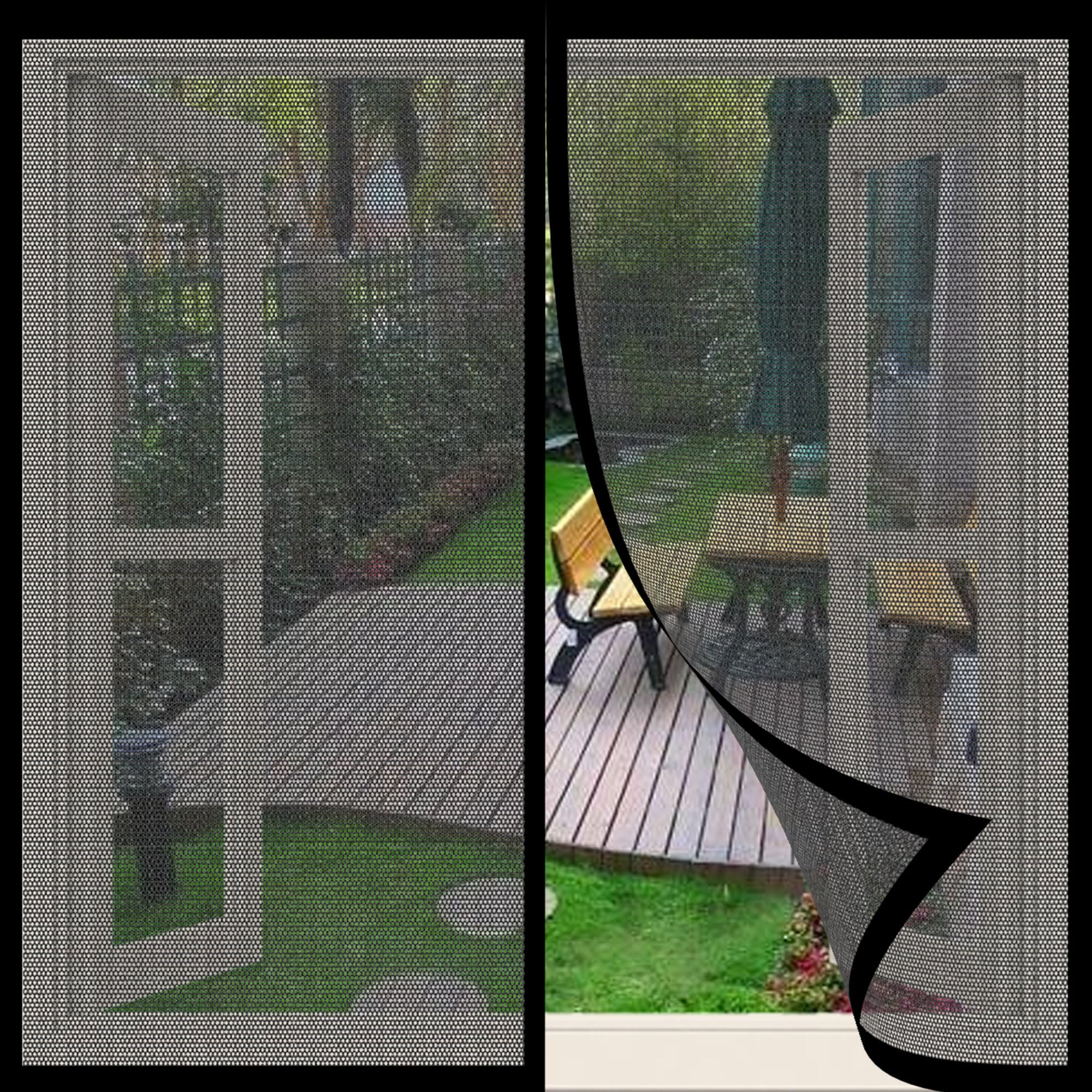 Fliegennetz Fenster Magnet 180 x 170 cm Insektenschutz Atmungsaktiver Masche Fliegengitter Ohne Bohren Atmungsaktiv Selbstschließend für Alle Fenster, Schwarz