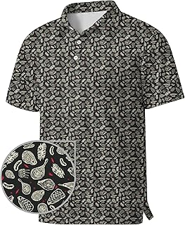Men's Golf Shirts Moisture Wicking Quick Dry Performance Golf Polo Shirts for Men Fashion Print Short Sleeve Polo Shirts