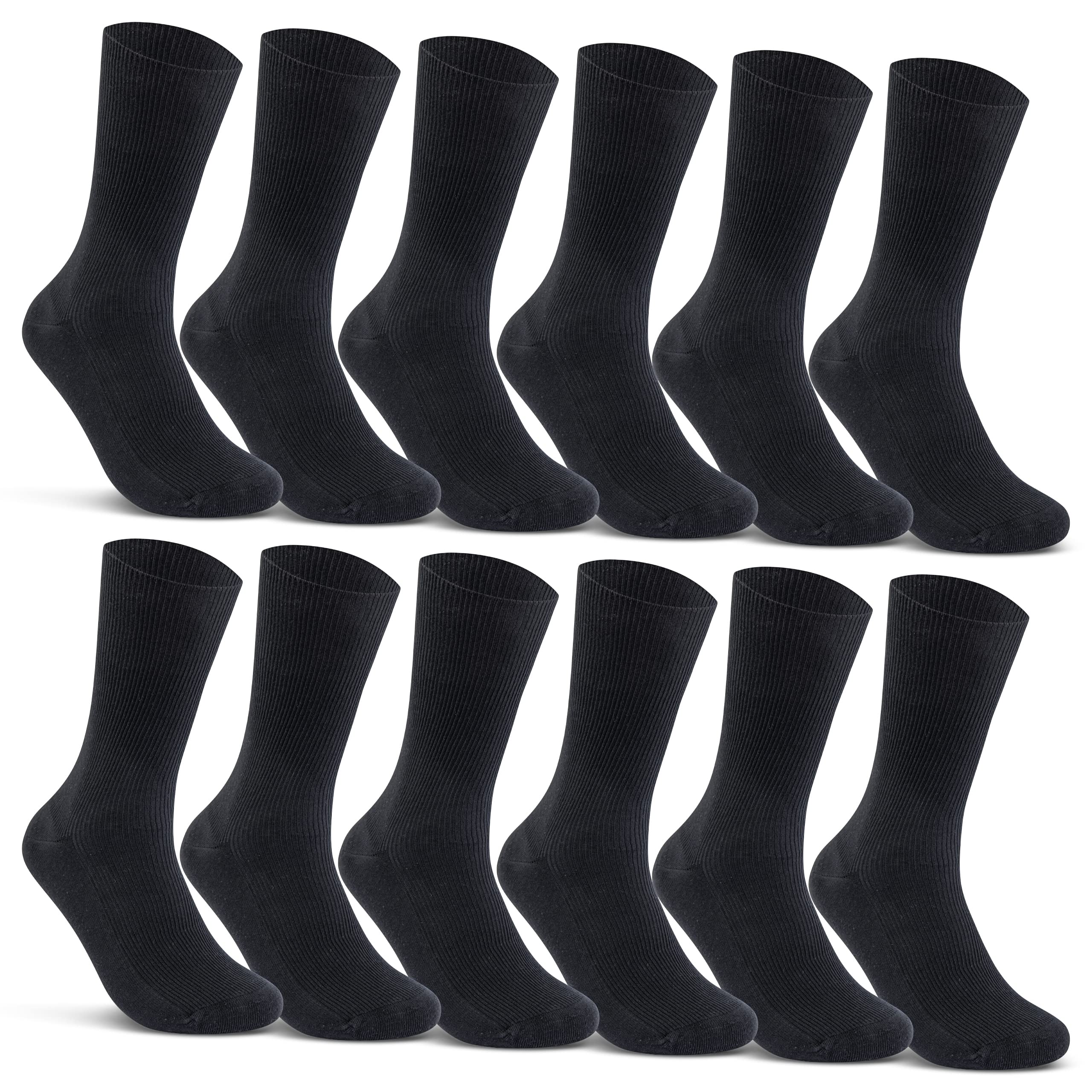 12 Pairs of Socks without Rubber Print 100% Cotton for Men and Women Diabetic Socks