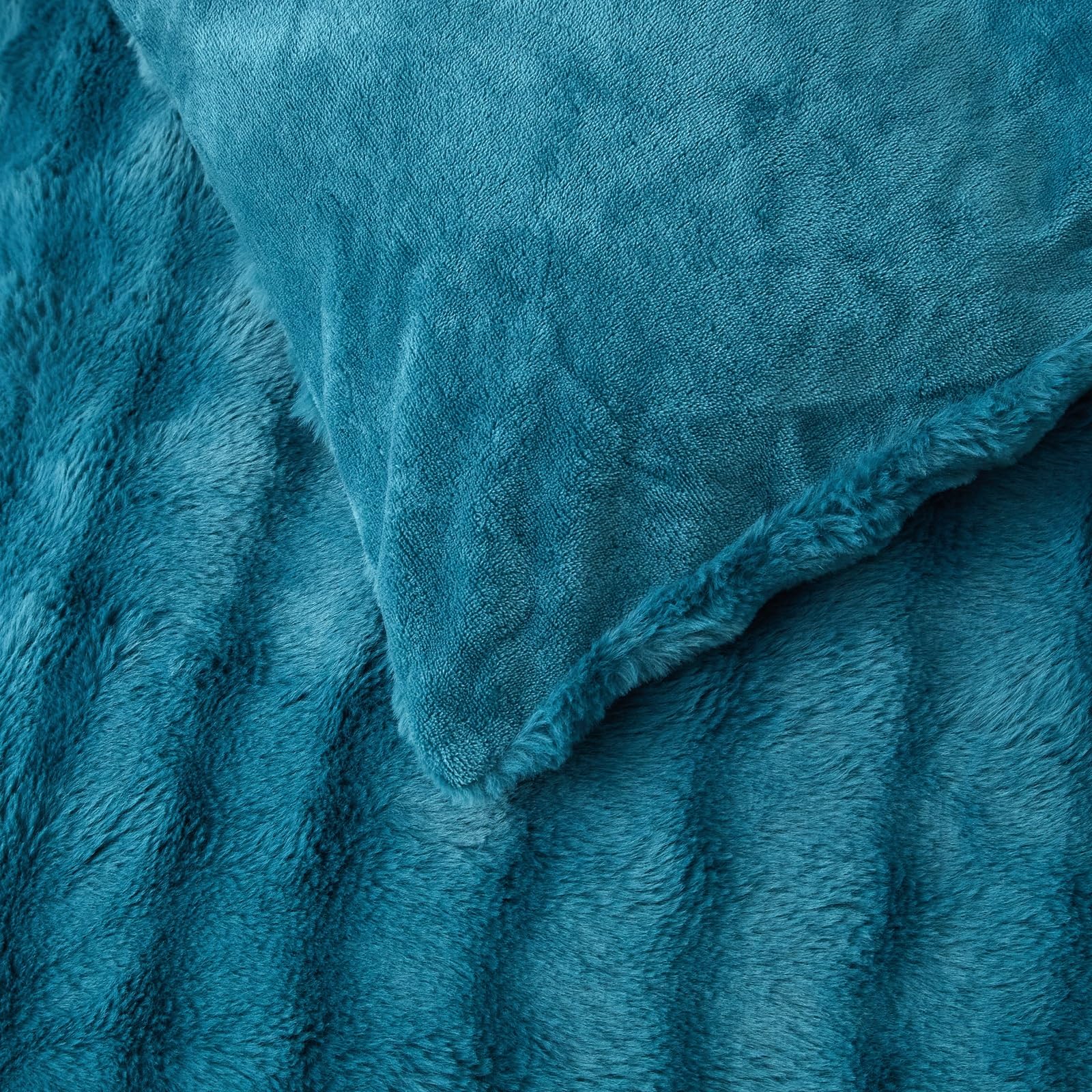 Luowei Biancheria da letto in peluche, 135 x 200 cm, invernale, calda, blu, soffice, copripiumino reversibile, con chiusura lampo e federa 80 x 80 cm