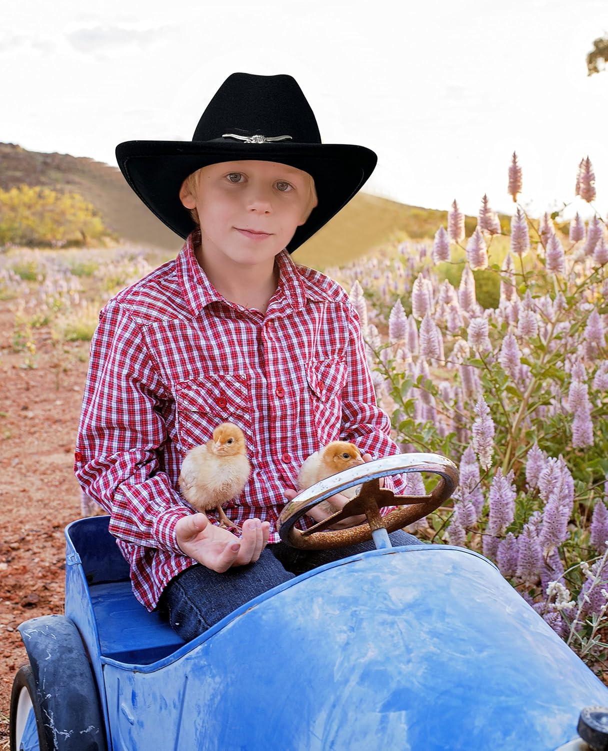 Jastore Kids Cowboy Hat for Boys Girls Western Cowgirl Hat with Buckle Belt Wide Brim Fedora Hat Dress Up Costume - Image 4