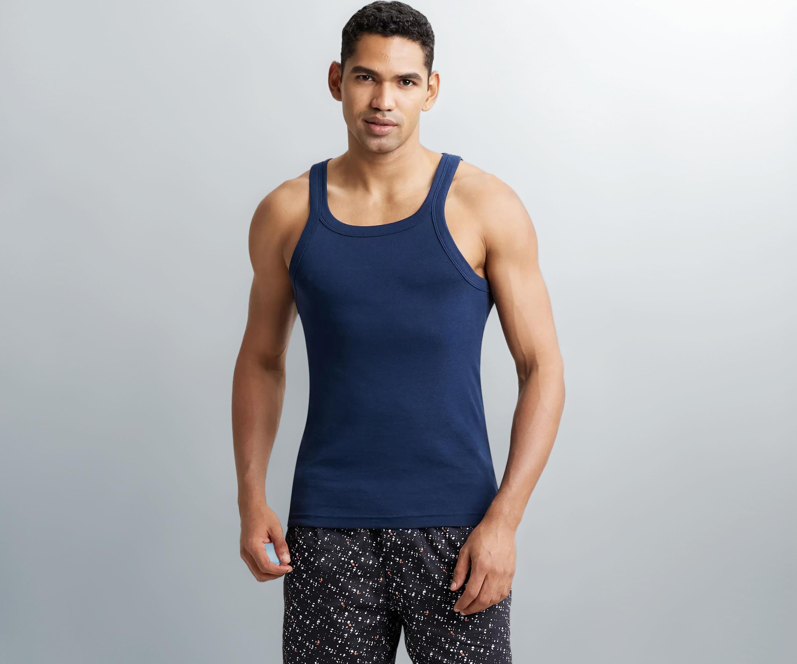 Jockey US26 Men Super Combed Cotton Rib Square Neck Gym Vest Regular Fit