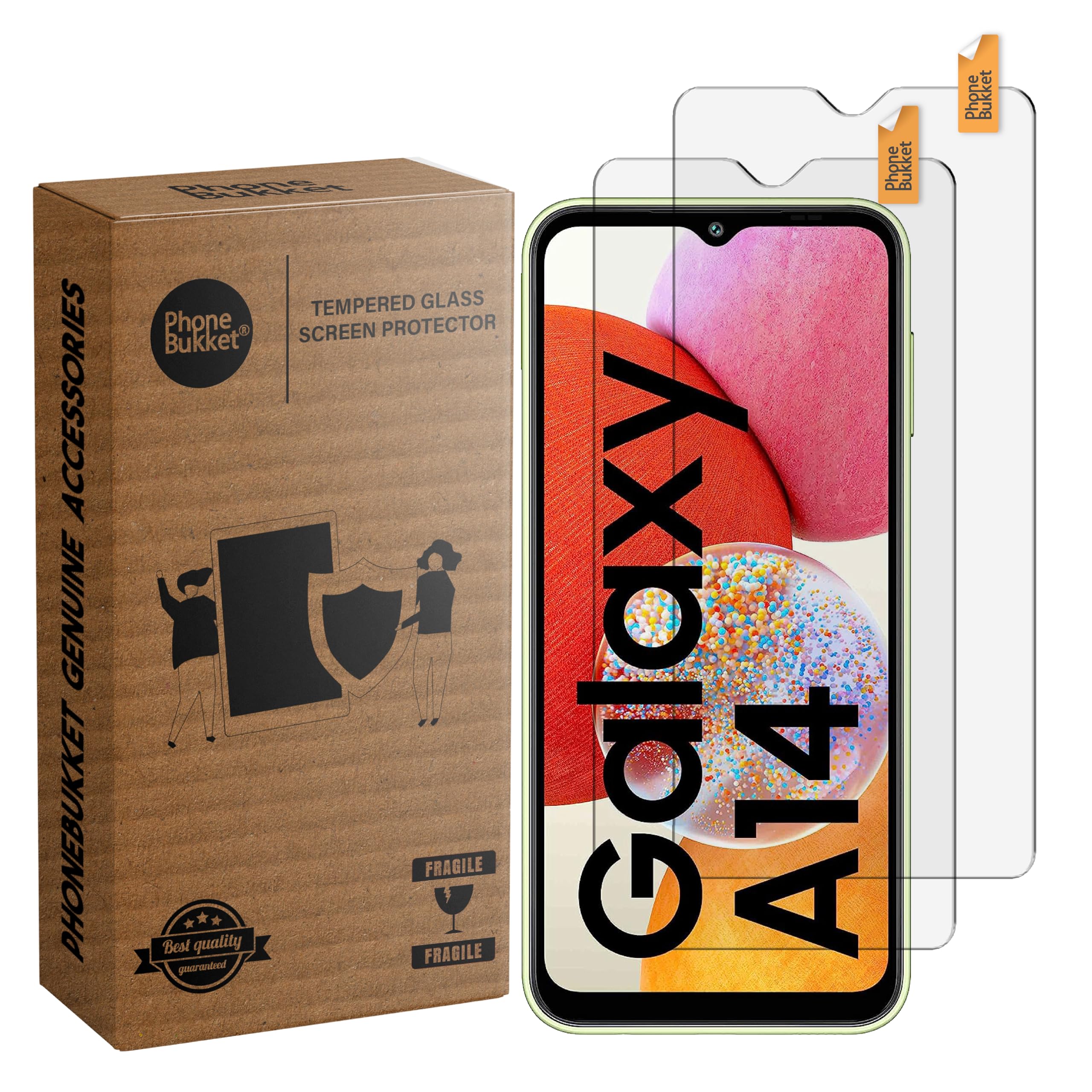 MobileBukket Tempered Glass Guard Protector for Samsung Galaxy A14 (Transparent) Full Screen Coverage, Pack of 2 (B0CD2HQWQQ) Amazon Price History, Amazon Price Tracker