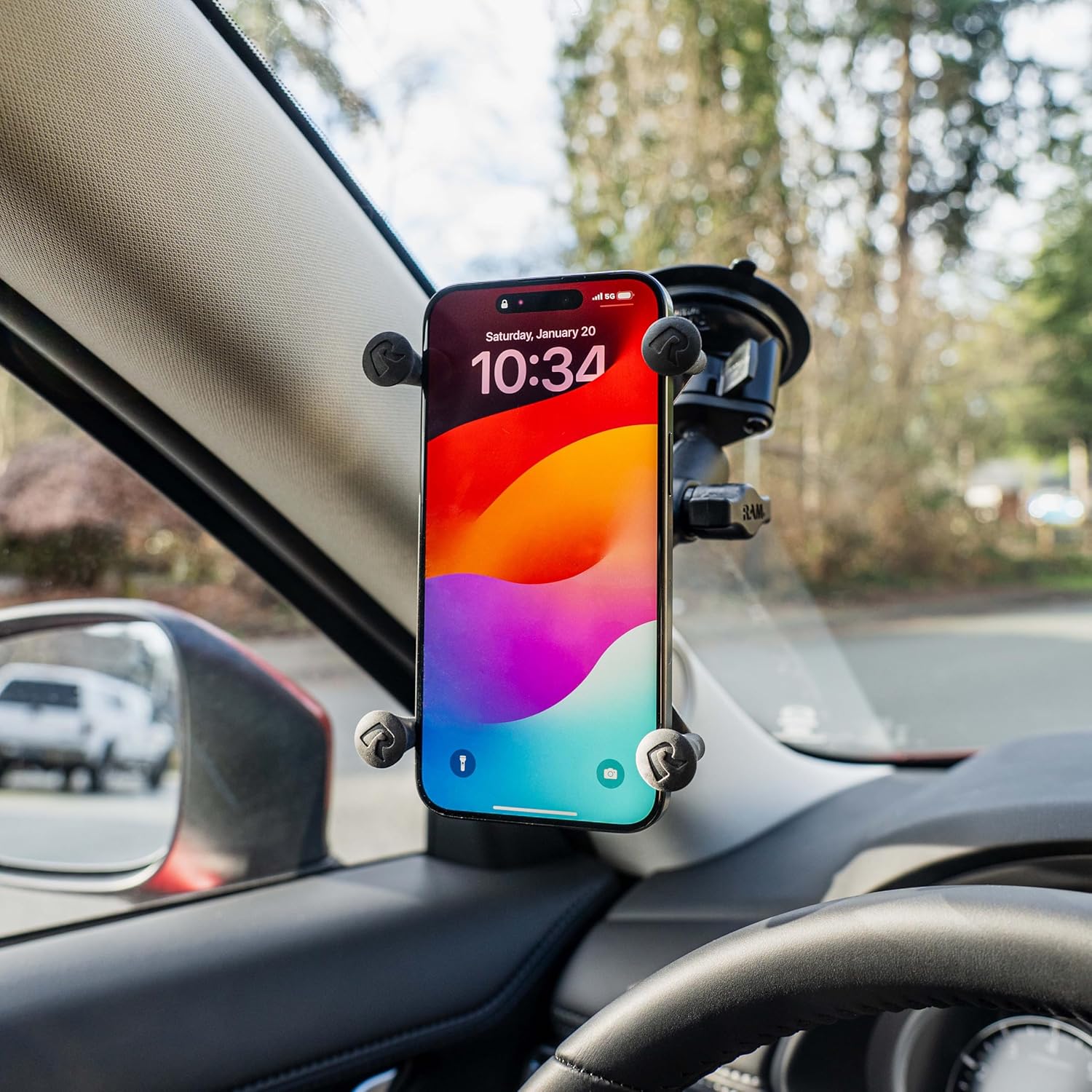 RAM MOUNTS X-Grip Large Phone Mount for Windshield – Twist-Lock Suction Cup, Medium Arm (RAM-B-166-UN10U)
