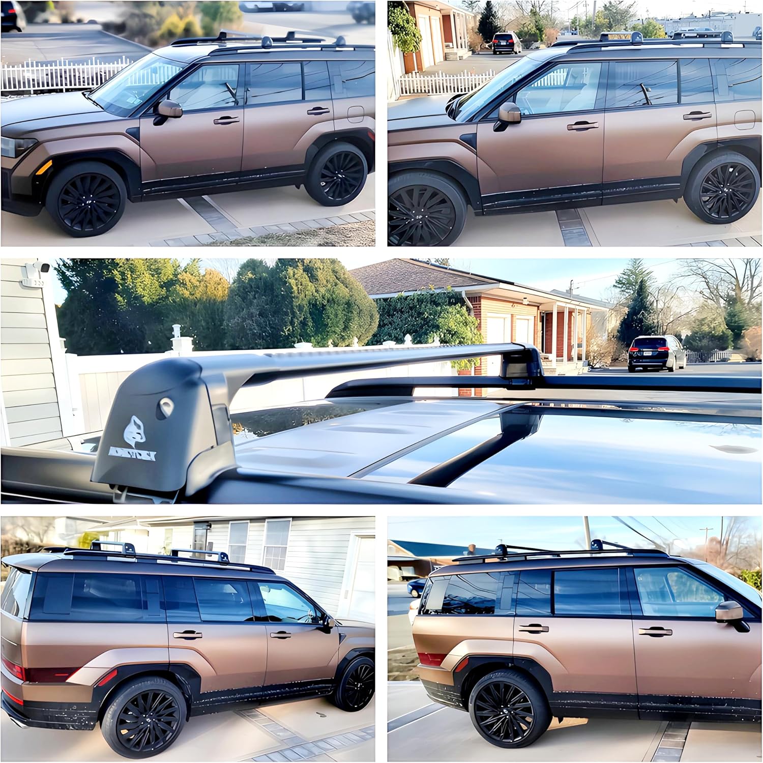 Roof Rack Crossbars Fit for 2024 to 2026 Hyundai Santa Fe Raised Side Rail - Support Power Sunroof - 220LBs Dynamic Load -Wind Noise Resistance Anti-Theft Metal Lock - Easy Install - Black Coyote