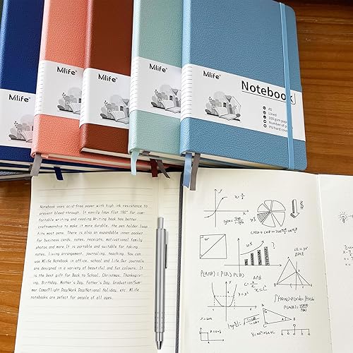 Miniatura 6 de Mlife Cuadernos de puntos A5, diario con 200 páginas, papel grueso a prueba de tinta de 3.53 ozm, bloc de notas de tapa dura de poliuretano,