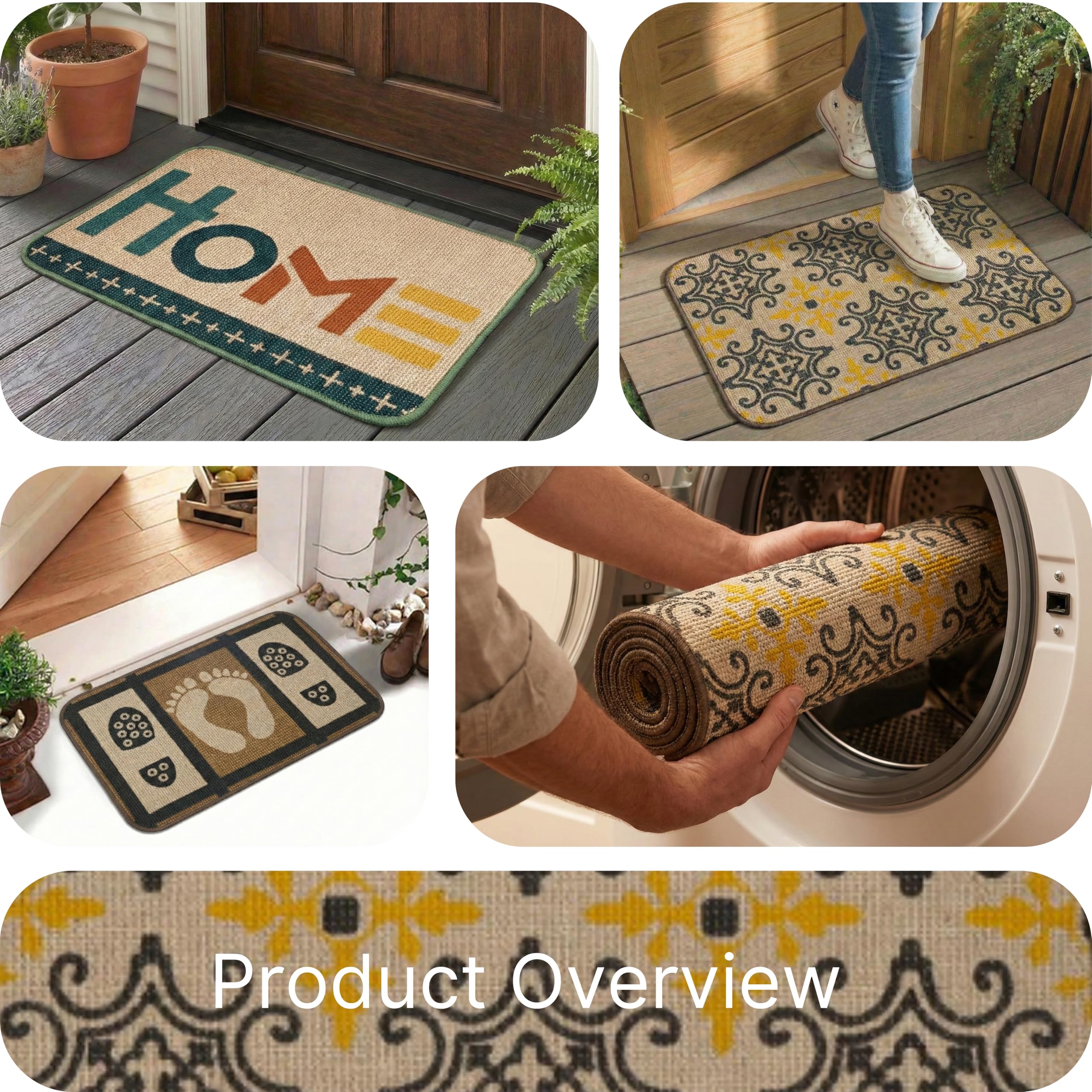 SARAL HOME EASY LIVING Jute Printed Rectangular Doormat, Set of 3|Durable & Washable Doormat for Home/Kitchen/Lobby/Outddoor|Living Room Rug for Entrance Door (Brown, 40x60 cm) 4