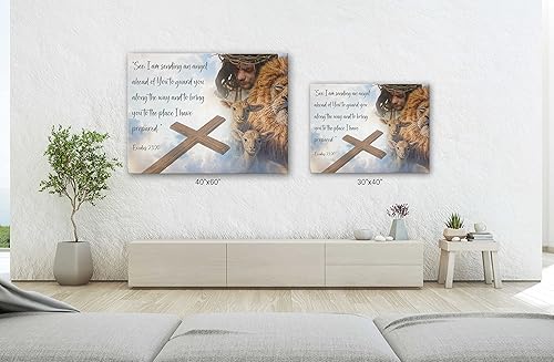 Miniatura 10 de SpiritualHands Decoración de pared de Jesús, póster de pared con cruz cristiana, arte de pared con texto en inglés Judah Religios con oración,