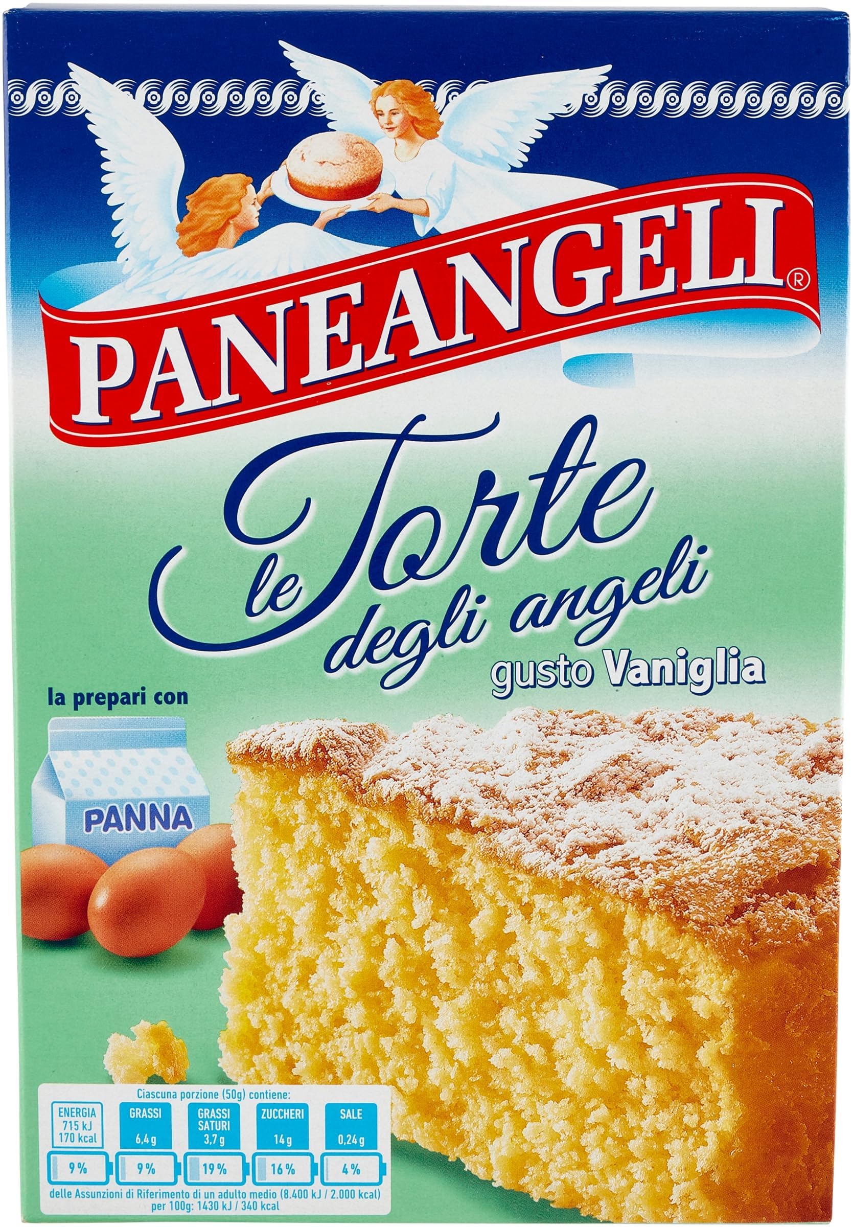 Paneangeli Torta degli Angeli alla Vaniglia, Preparato in Polvere, 410g, Confezione da 8 Pezzi