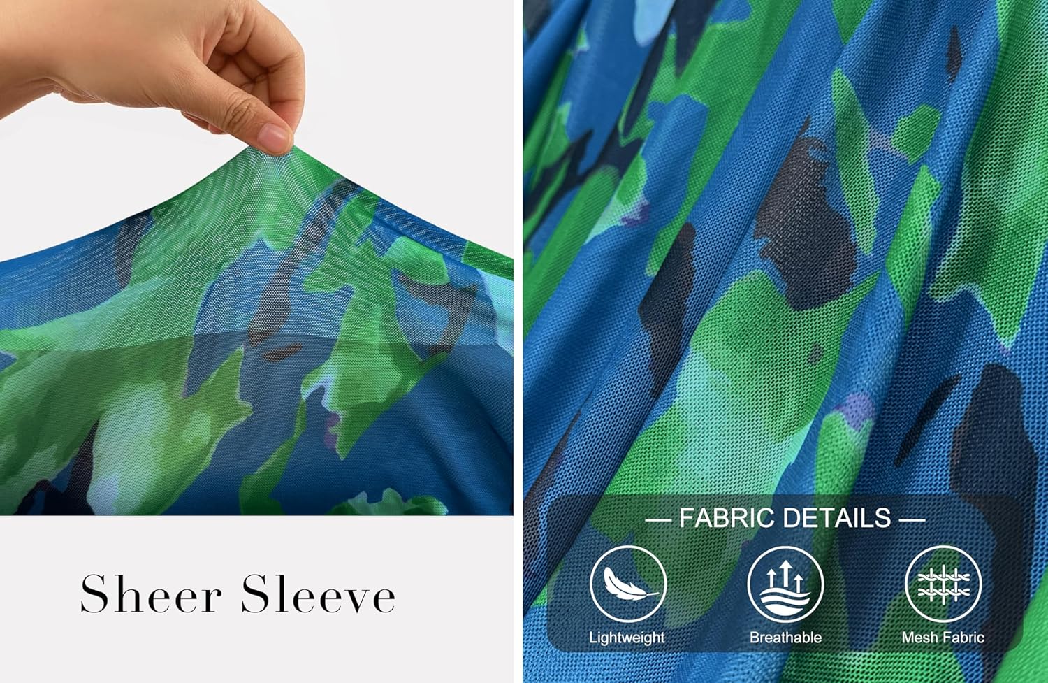 Zattcas Women's 2026 Spring Mesh Long Sleeve Floral Midi Dress Crew Neck A Line Flowy Cocktail Party Wedding Guest Dress - Image 6