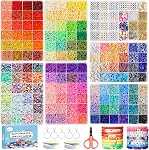 Redtwo 23000 Pcs 144 Colors Clay Beads Bracelet Making Kit | 7 Boxes Friendship Bracelet Kit Flat Polymer Heishi Beads for Jewelry Making, Gifts for Teen Girls Crafts for Girls Ages 6-12