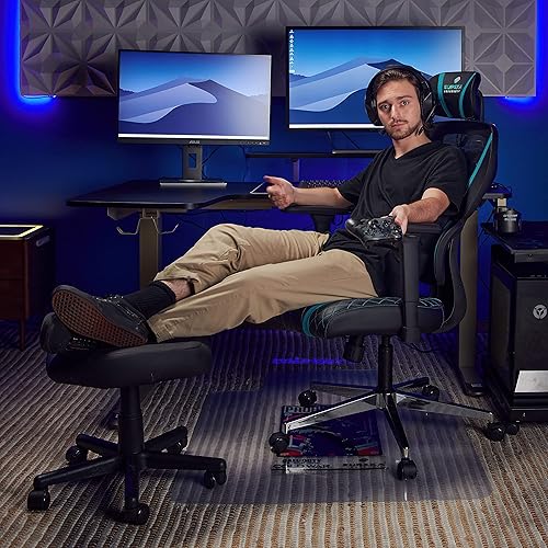 Miniatura 2 de EUREKA ERGONOMIC Taburete Multiuso, Silla Taburete Giratoria Rodante Ajustable en Altura con Ruedas, Reposapiés Otomano para Gaming, Oficina en