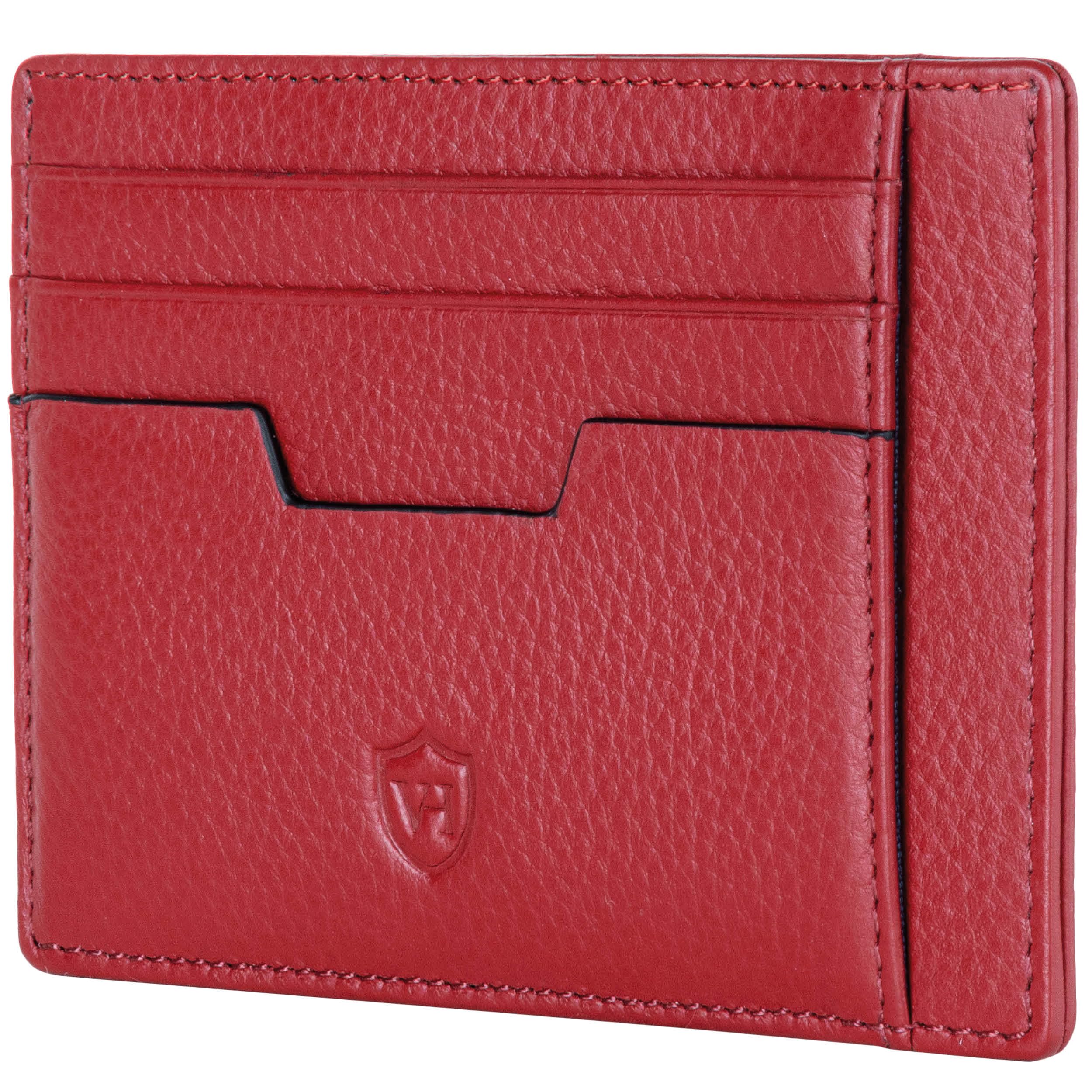 VON HEESEN Echtleder RFID Kartenetui aus Nappa-Leder - 9 Fächer - Querformat Kreditkartenetui für Damen & Herren (Rot)