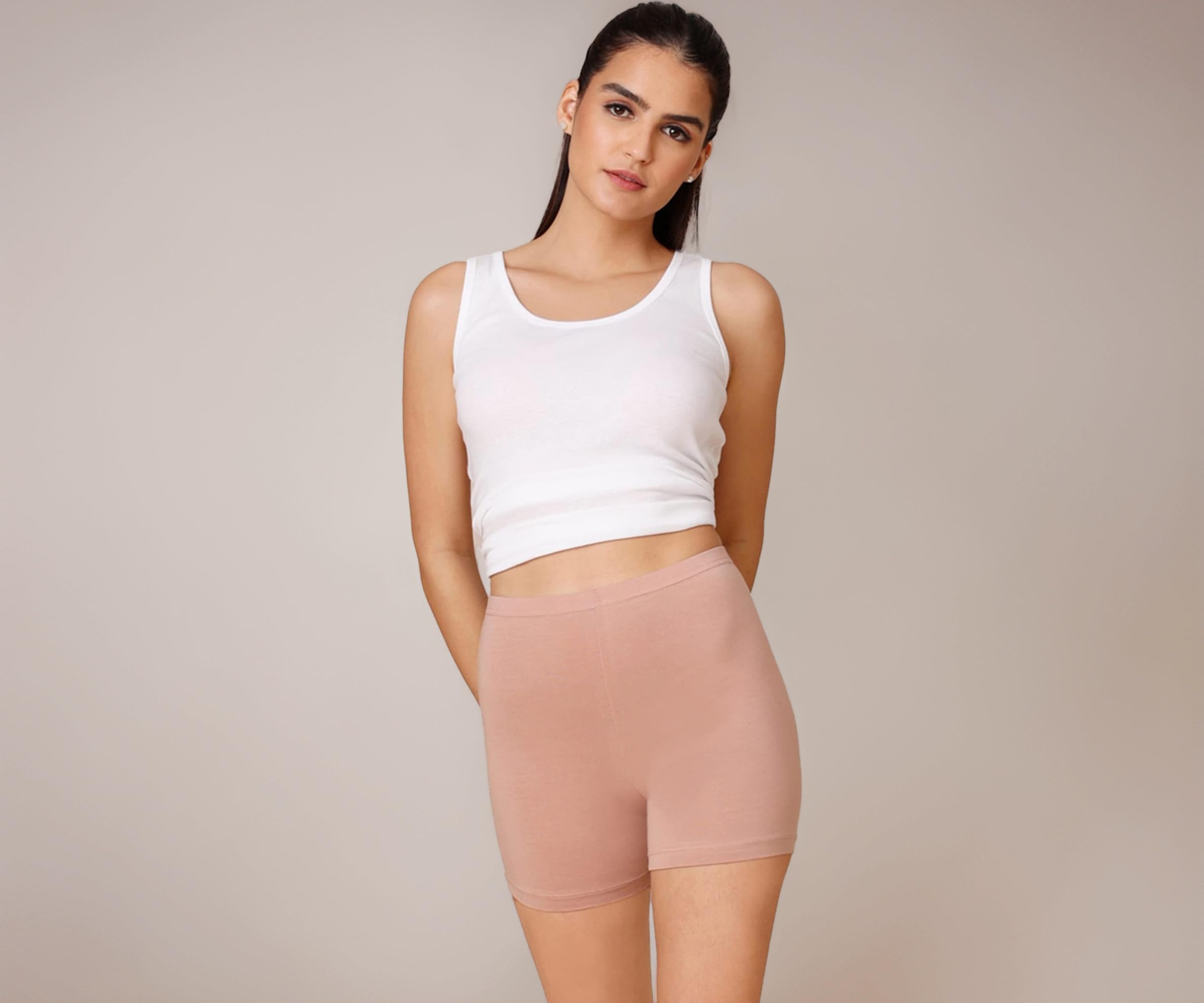 (NYP083) Cotton Stretchable Cycling Shorts for Women - | High Waist Shorties with Full Coverage & Concealed Waistband | Ideal for Casual wear & Sports