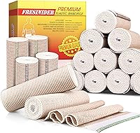 Vista 12 de FRESINIDER Vendaje elástico de alta calidad, paquete de 12 vendas de compresión de algodón sin látex de 2 pulgadas con cierre táctil en ambos