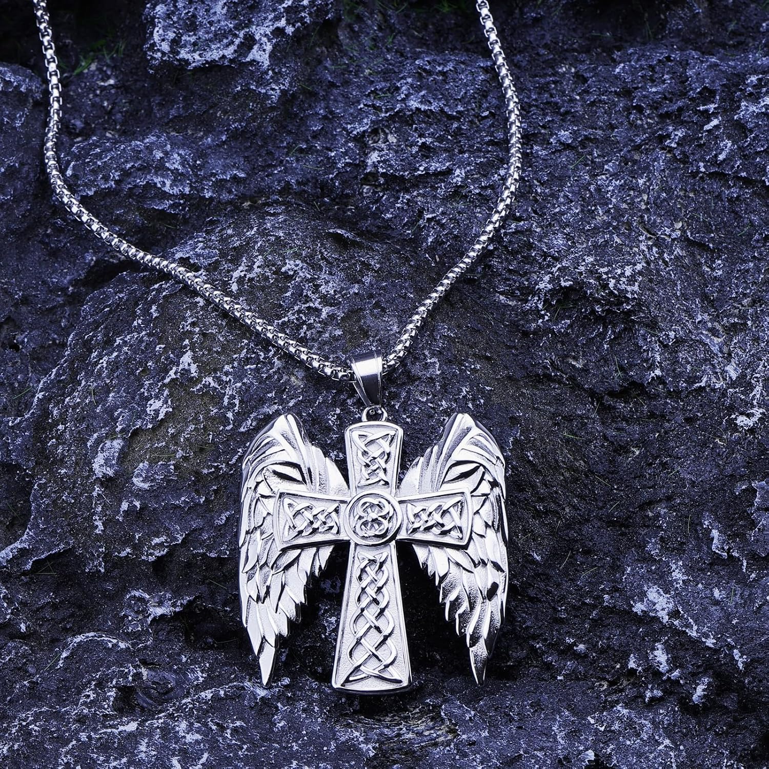 Celtic Cross Necklace For Men - Stainless Steel Cross Necklace, Religious Talisman Prayer, Halloween And Christmas Religious Gifts - Image 6