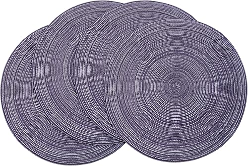 Miniatura 55 de Floroom Juego de 6 manteles individuales redondos trenzados de 15 pulgadas, lavables, resistentes al calor, de algodón, poliéster, para cocina, mesa