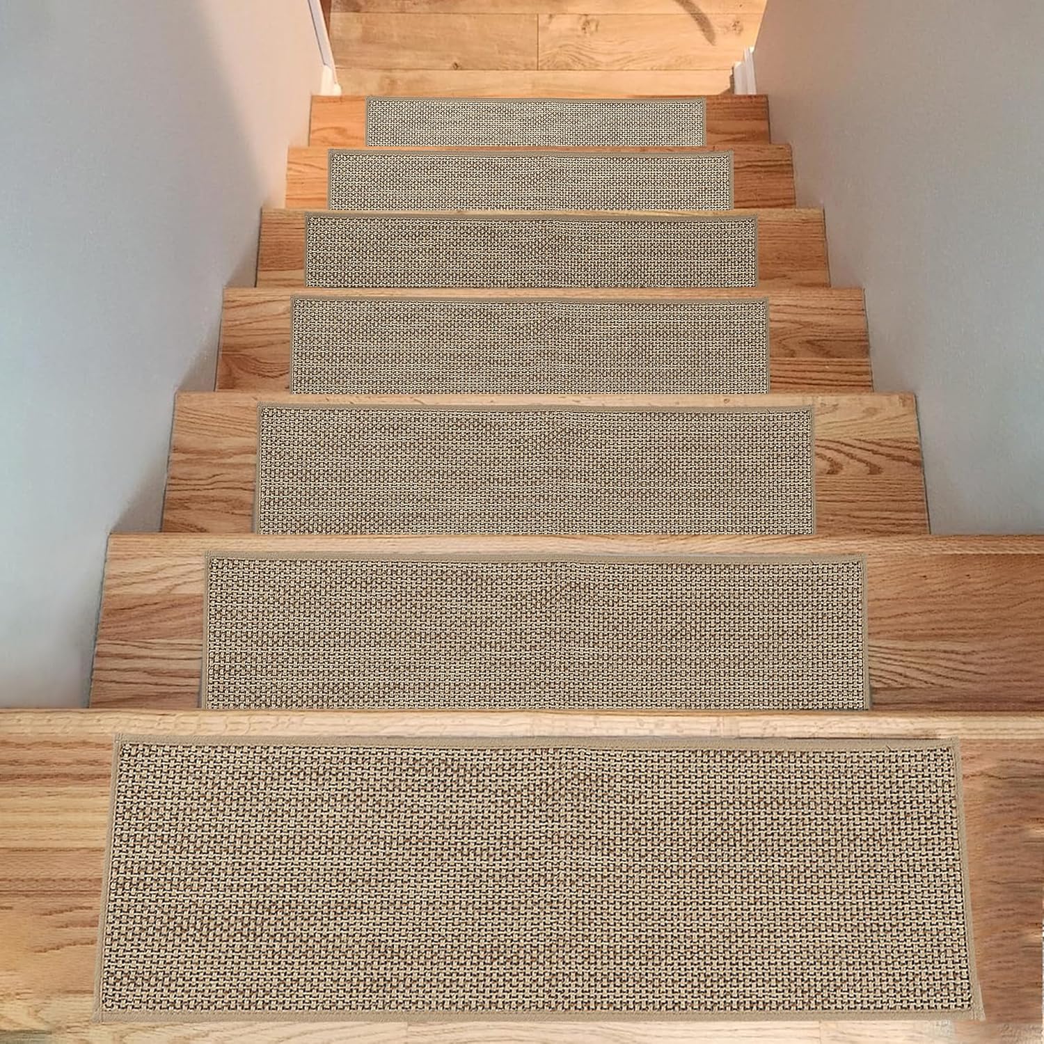 (Similar)Stair Treads Non Slip, 15 Pack 8\" X 30\" Beige Stair Runners for Wooden Steps Non Slip with Reusable TPE Adhesive Backing, Carpet Stair Treads for Kids Elders and Pets, Machine Washable, Anti-Fall Beige 15PCS 8\"x30\"