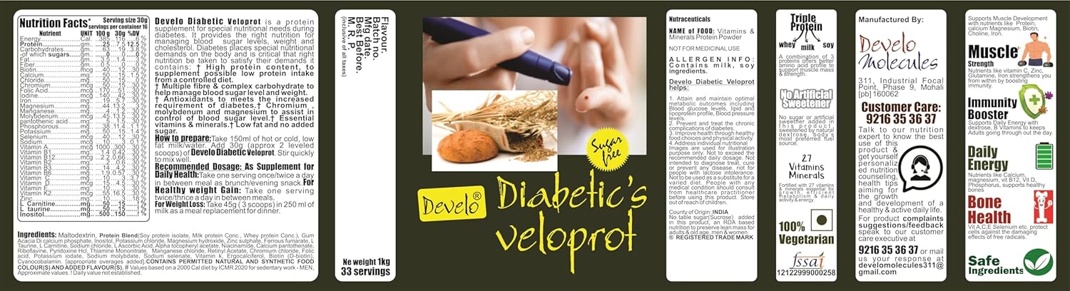 Develo Diabetic Protein Powder for diabetes patient Care, Sugar Free Supplement – 1 kg (Vanilla) Develo Diabetic Protein Powder for diabetes patient Care, Sugar Free Supplement – 1 kg (Vanilla)