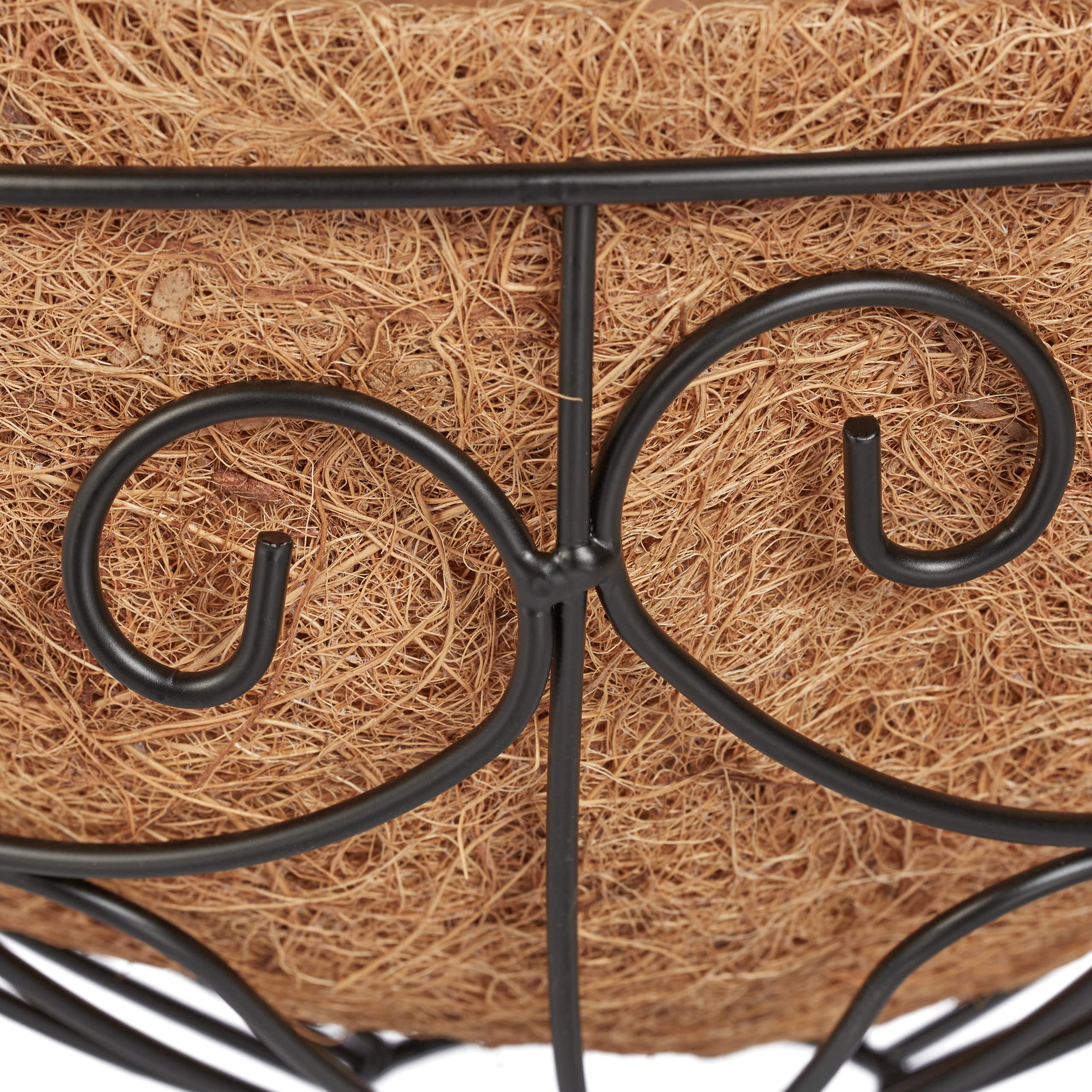 Relaxdays Vasi Sospesi per Piante, Set 3 Portavasi in Fibra di Cocco e Ferro, HD 48x31 cm, Indoor&Outdoor, Nero Naturale