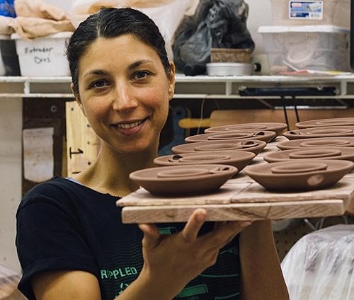 Miniatura 6 de Farmhouse Style Soup Bowls with Handles Set of 2 Deep Large - Hanging Kitchen Chowder Mugs - Handmade Pottery Decor (Variegated Blue)