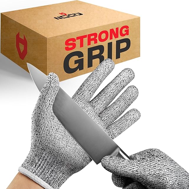 NoCry Cut Resistant Gloves with Grip Dots - High Performance Level 5 Protection, Food Grade. Size Small, Free Ebook Included!