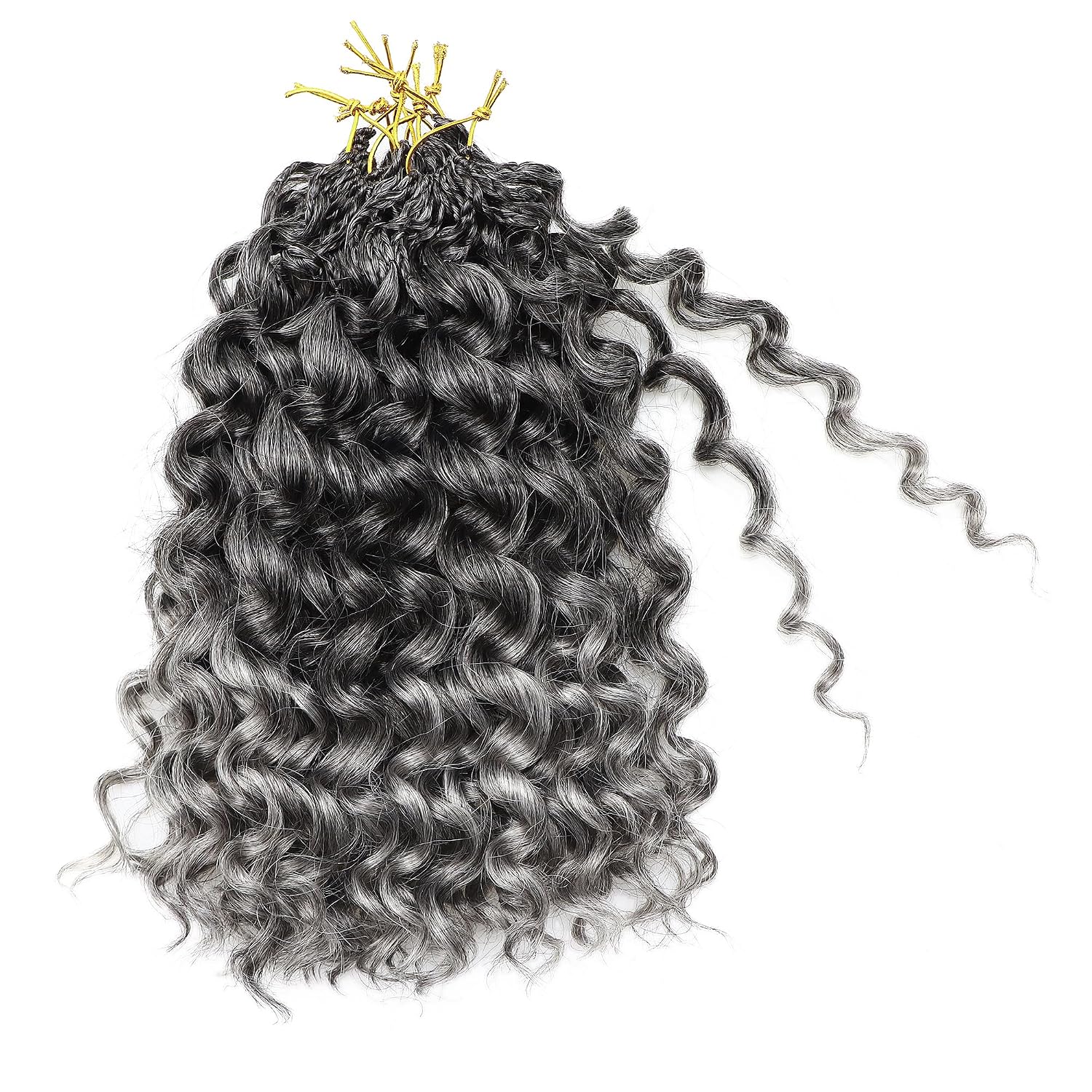 8Packs Curly Crochet Hair Boho Ocean Wave Crochet Hair 12Inch Pre Looped Crochet Hair for Black Women Pre Twisted Bench Curl Crotchet Hair(1B/Gray, 12inch)